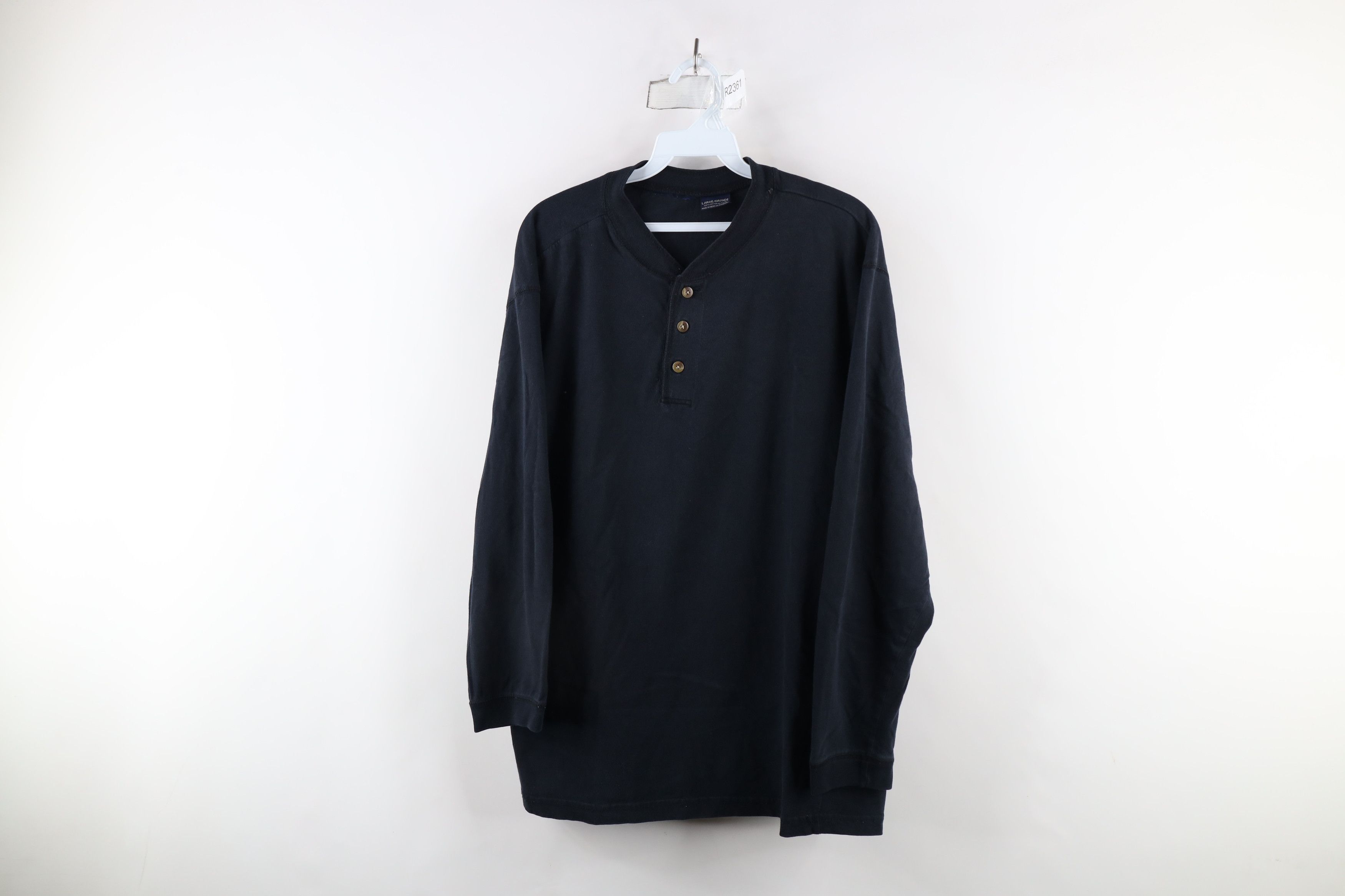 Vintage Vintage 90s Streetwear Long Sleeve Henley T-Shirt Black Size US L / EU 52-54 / 3 - 1 Thumbnail