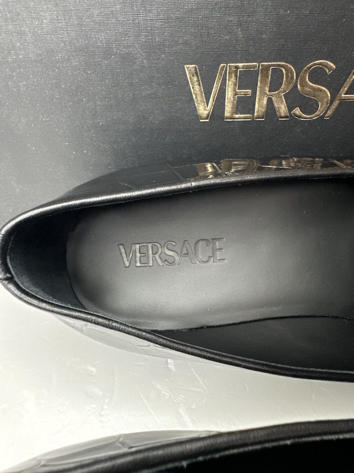 Versace Versace Croc Embossed Calfskin Smoking Slipper Size US 10.5 / EU 43-44 - 6 Thumbnail