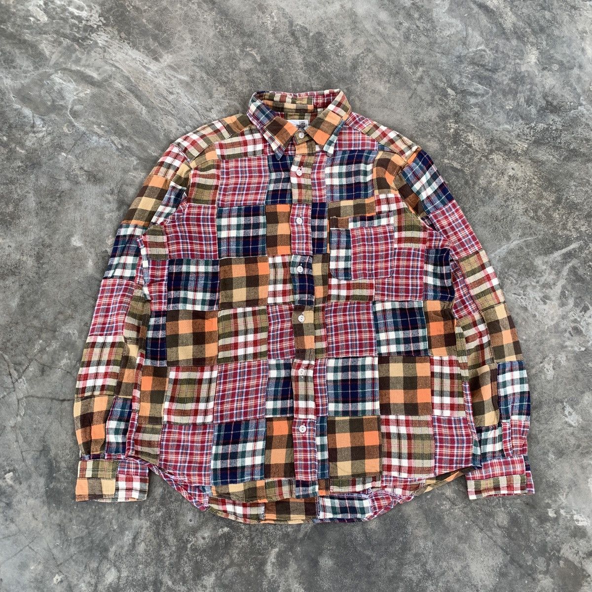 Japanese Brand United Arrows Patchwork Sugar Cane Inspired Flanel Shirt Size US M / EU 48-50 / 2 - 1 Thumbnail
