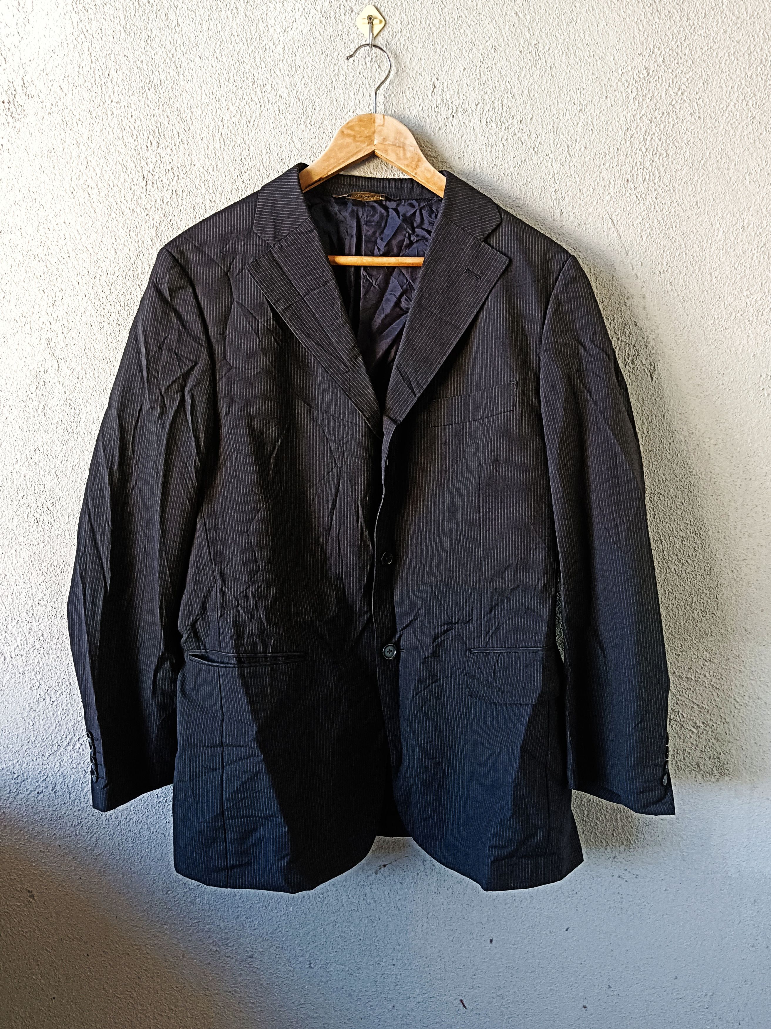 Paul Stuart × Vintage Vintage Paul Stuart Blazer Black Striped Size 48L - 1 Thumbnail