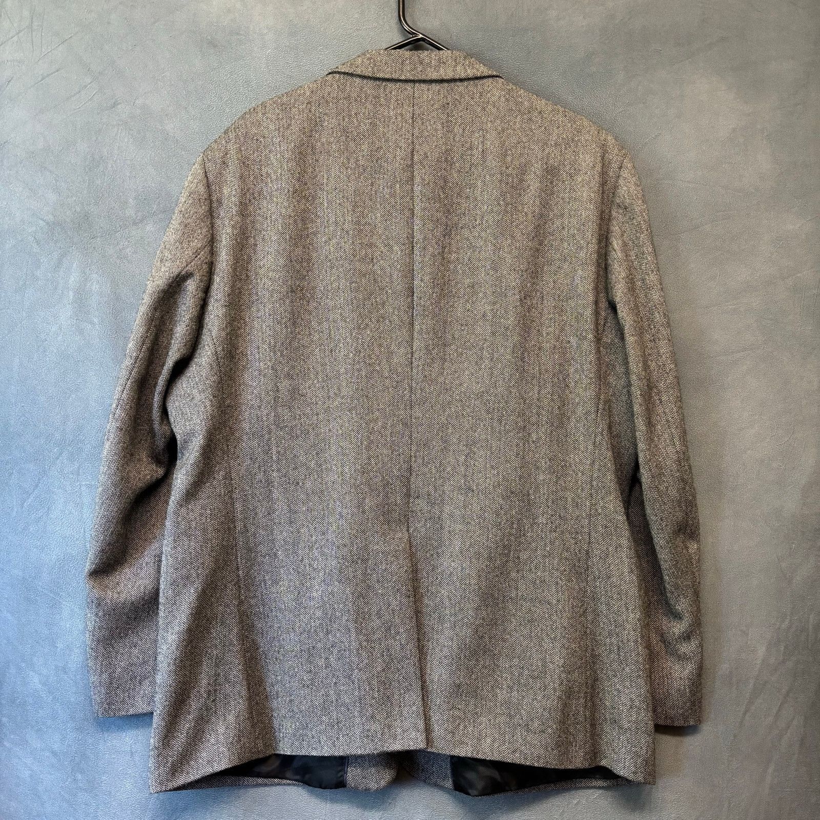 Other Vintage Adolfo 100% Lambswool Gray Herringbone Blazer 48R Size 48R - 5 Thumbnail