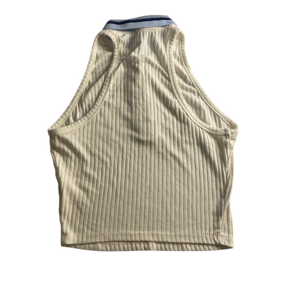 Other Y2K Preppy Ribbed Halter Tank Top White Button Front Meraki Size M / US 6-8 / IT 42-44 - 6 Thumbnail