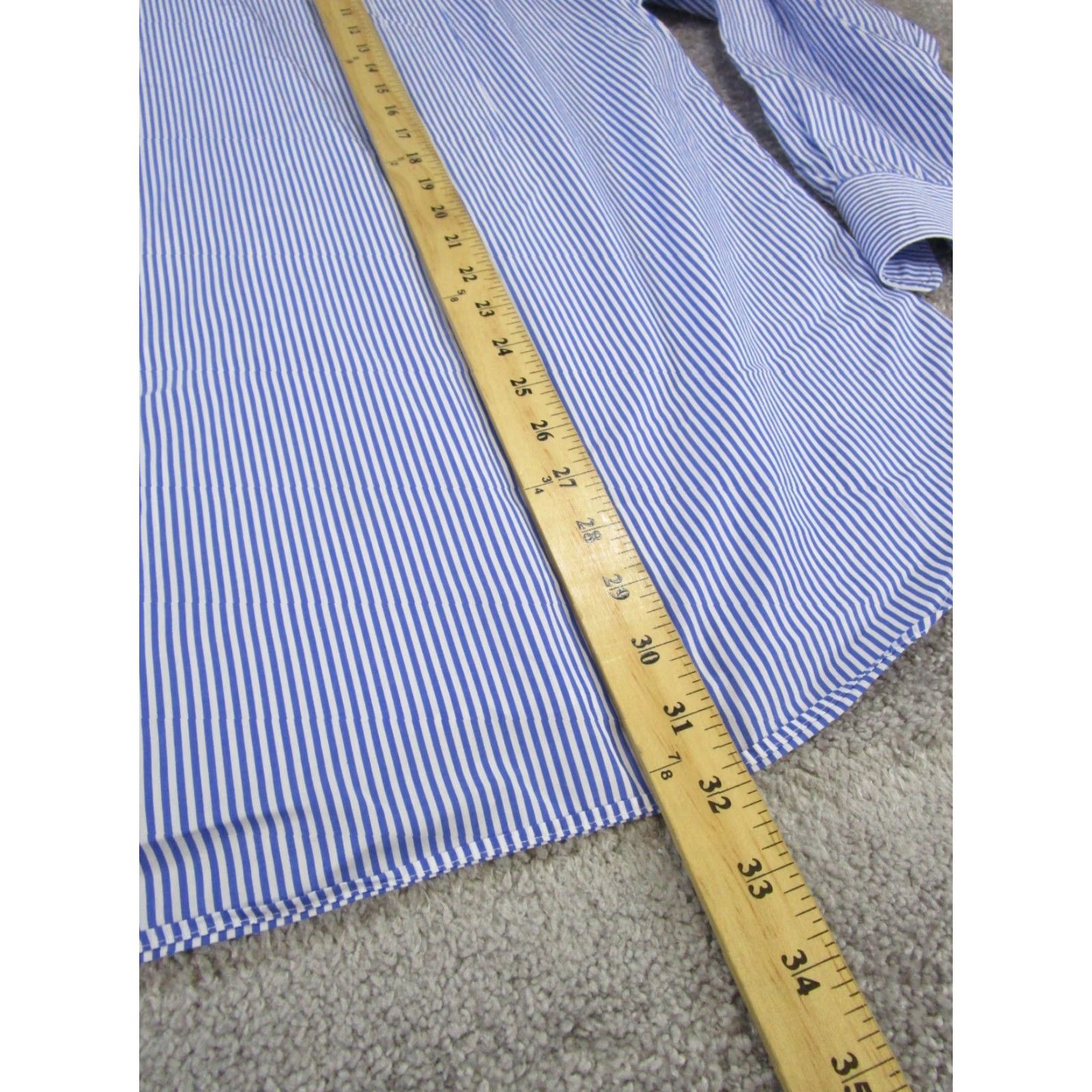 David Donahue VINTAGE David Donahue Dress Shirt Mens 17 White Striped Cotton Long Sleeve 17 White Mens Dress Shirt Size 46R - 4 Thumbnail