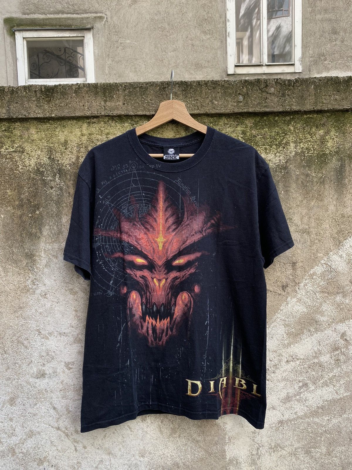image of Tee x The Game Vintage 1999 Diablo By Blizzard Game Overprinted T-Shirt in Black, Men's (Size Large