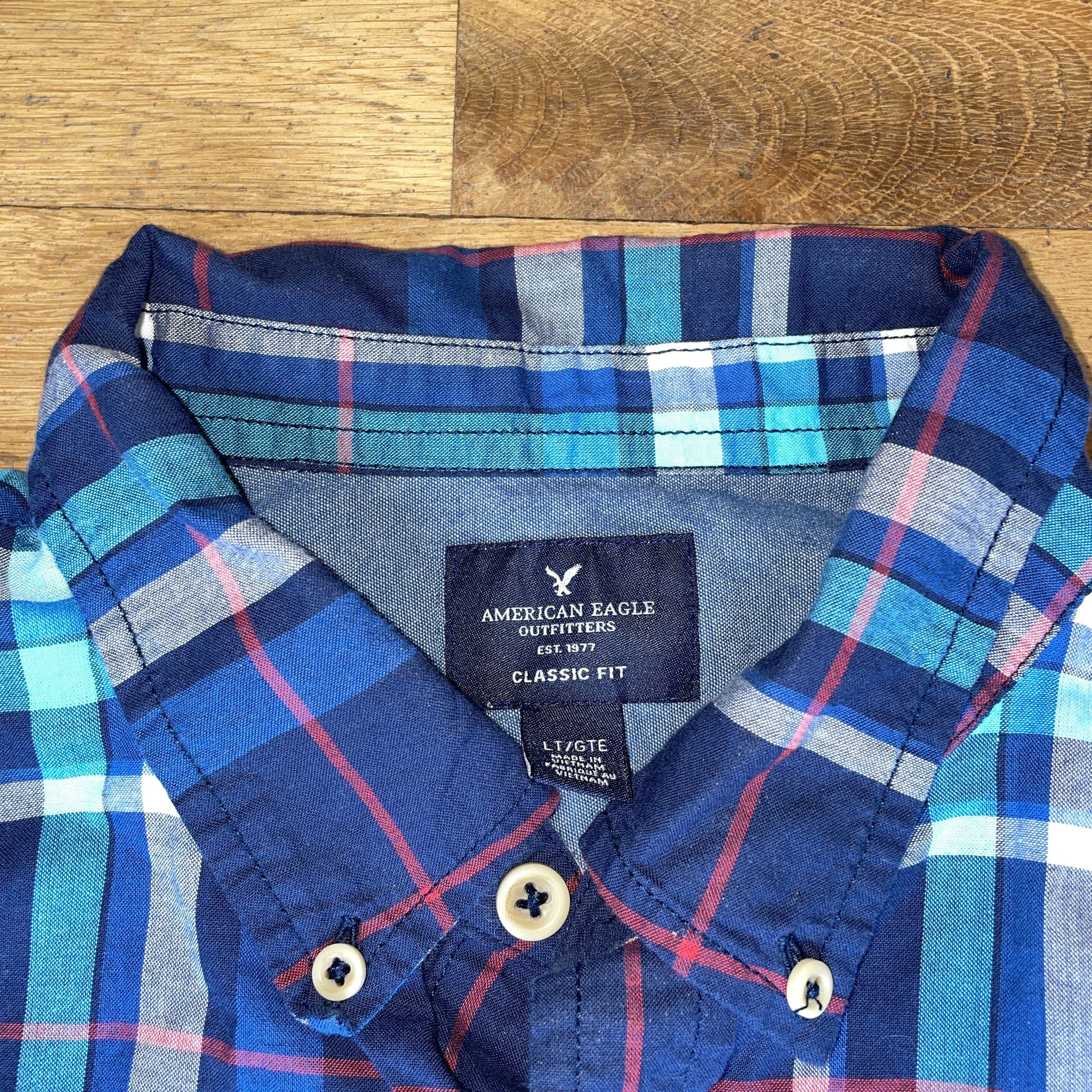 American Eagle Outfitters American Eagle Men's Fashion Checkered Cotton Shirt Size Lt Size US L / EU 52-54 / 3 - 2 Thumbnail
