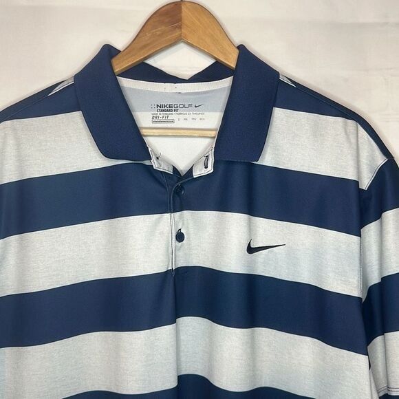 Nike Nike Golf Blue Gray Striped Standard Fit Dri Fit Size XXL Po Size US XXL / EU 58 / 5 - 2 Thumbnail