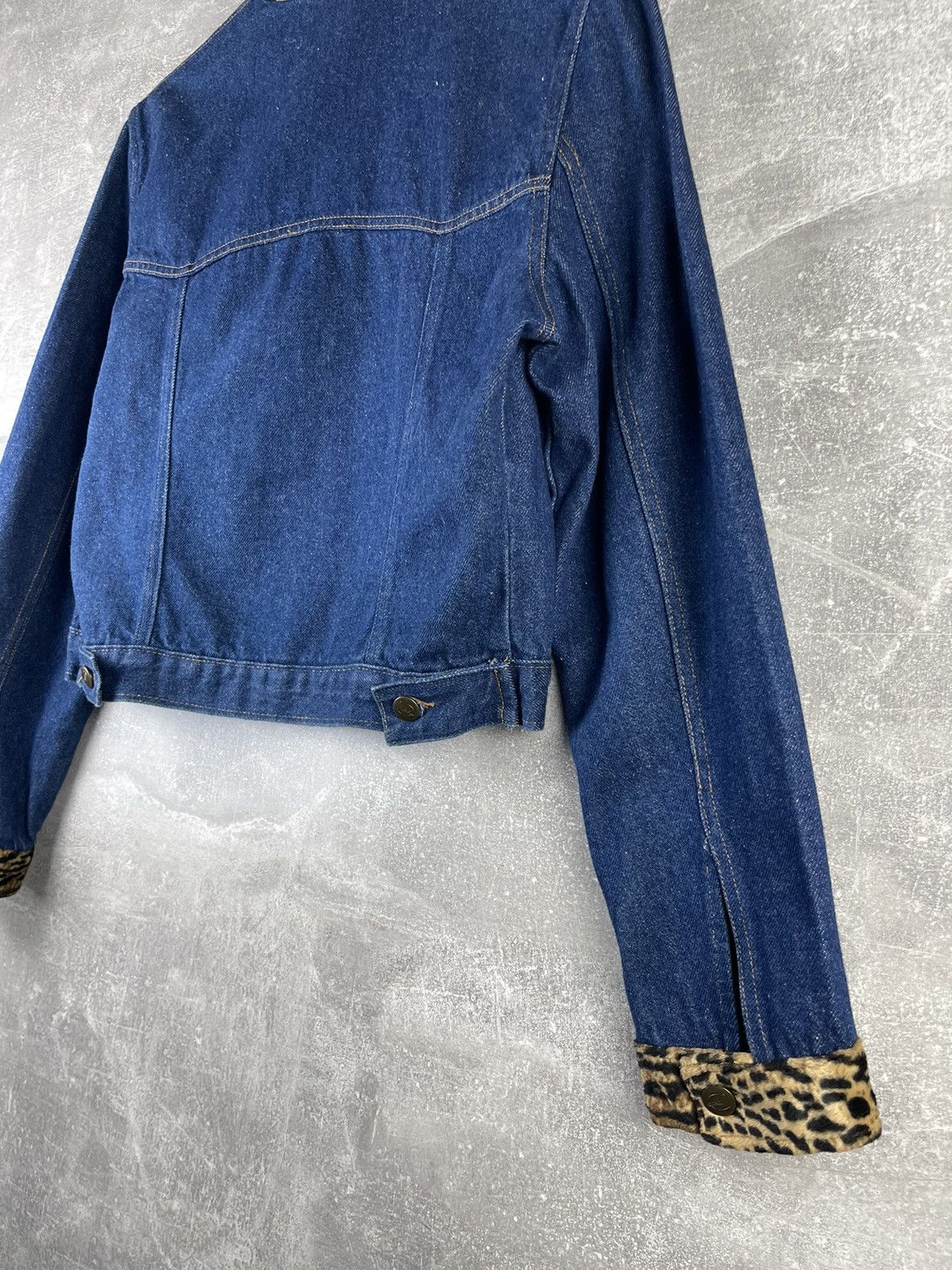 Just Cavalli Roberto Just Cavalli Vintage Denim Leopard Trim Blue Jacket Size L / US 10 / IT 46 - 7 Thumbnail