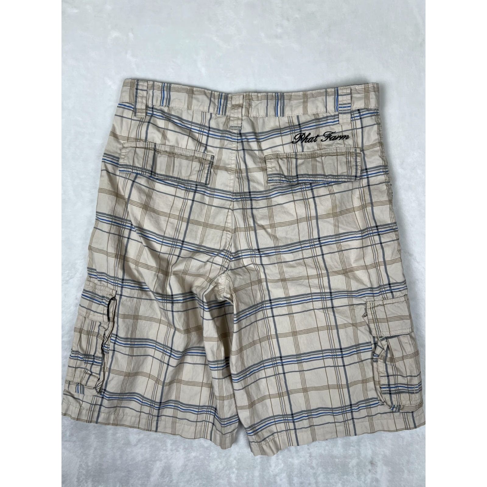 Phat Farm VINTAGE Phat Farm Cargo Shorts Mens 32 Beige Plaid Utility Y2K Hip Hop Mens Size US 32 / EU 48 - 6 Thumbnail