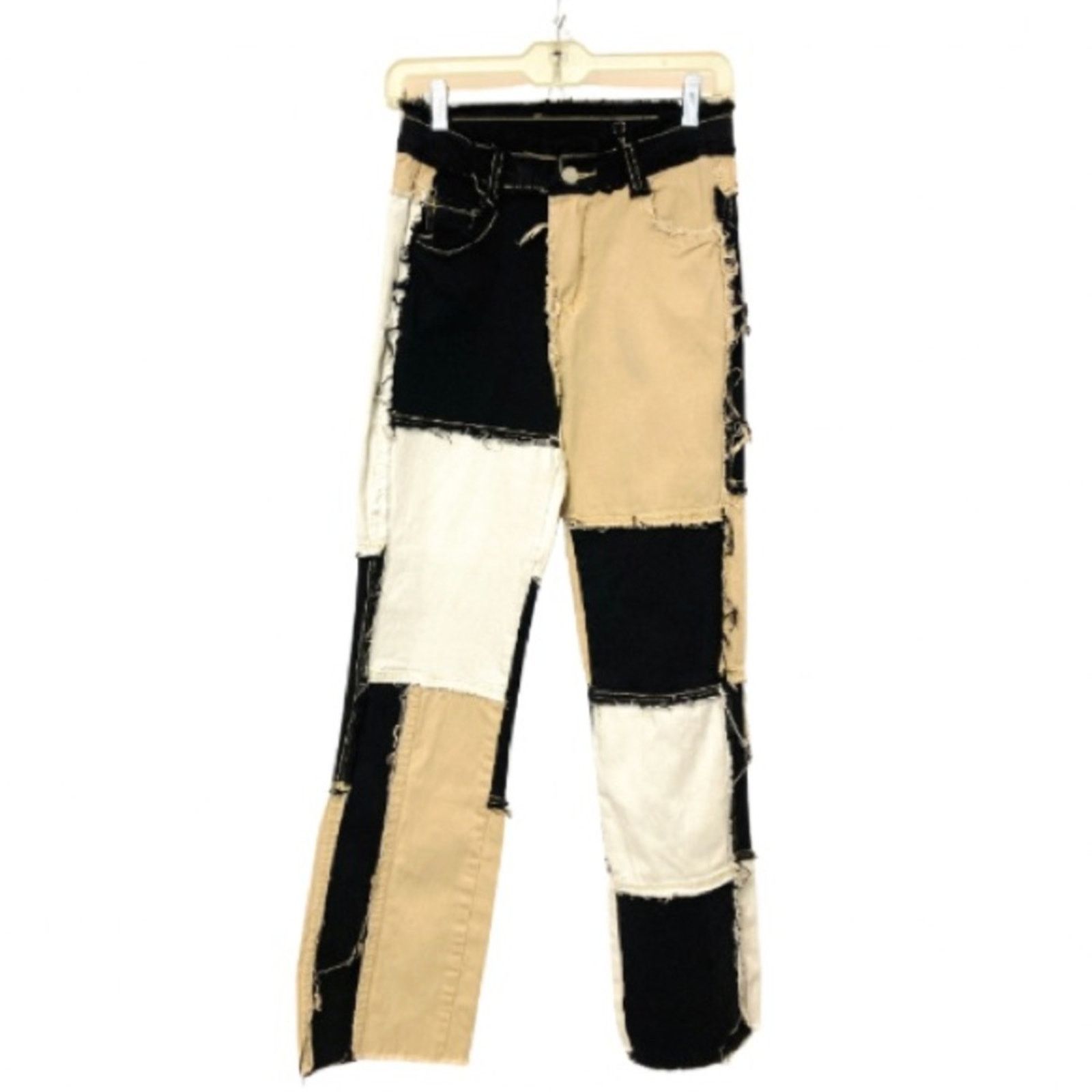 Other Jeans Black White Tan Patchwork Cut Off High Rise Jean Pants Size 27" / US 4 / IT 40 - 1 Thumbnail