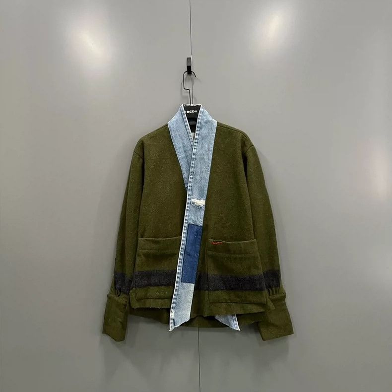 greg laurenGreen spliced denim jacket jacket 2506-Nextarrow
