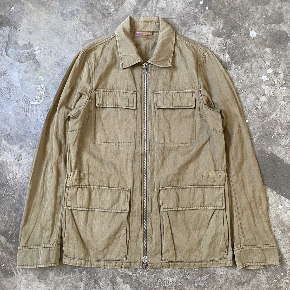 image of Prada - Red Tab Military Jacket in Olive, Men's (Size Small)