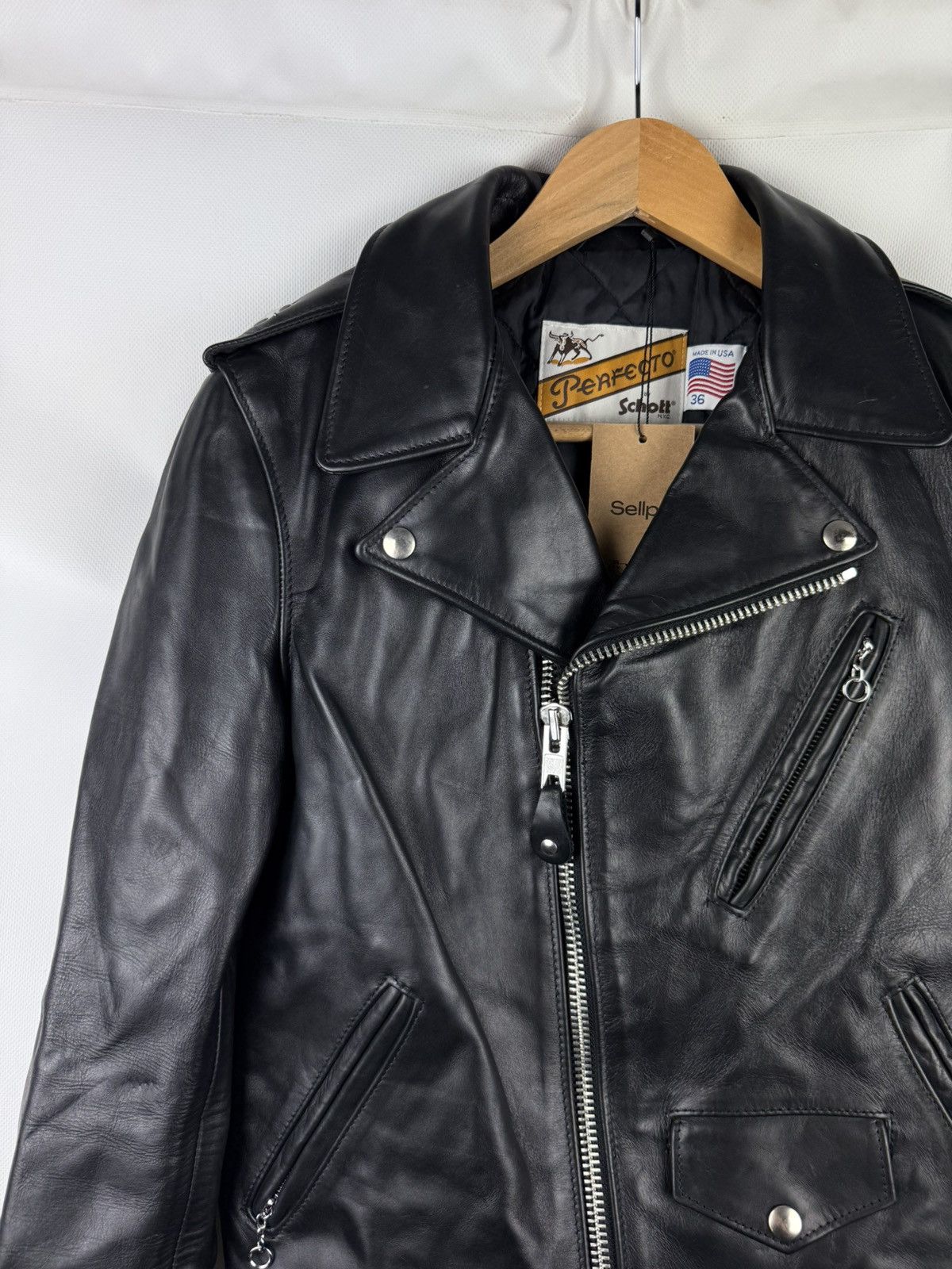 Schott Schott Perfecto Ladies Leather Biker Full Zip Jacket USA Size XS / US 0-2 / IT 36-38 - 2 Thumbnail