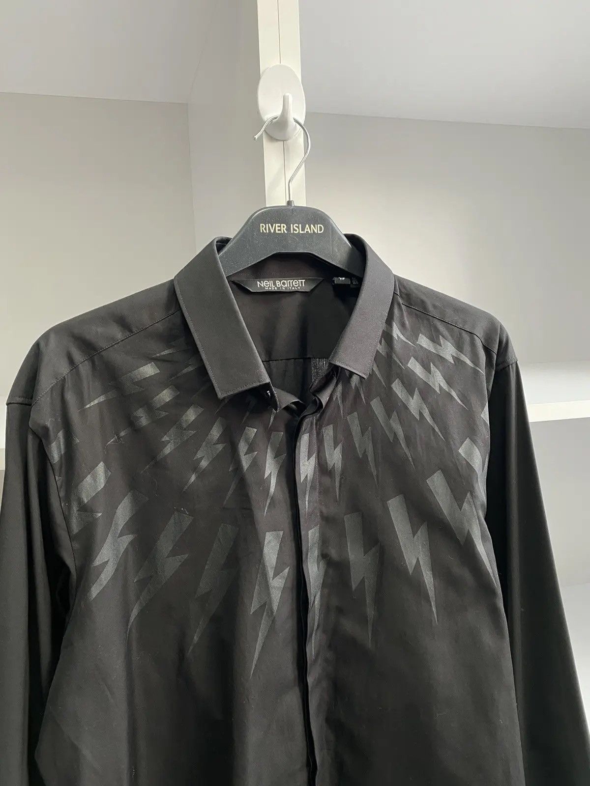 Designer × Neil Barrett × Vintage Vintage Neil Barrett Embroidered Fair Isle Thunderbolt Shirt Size US L / EU 52-54 / 3 - 7 Thumbnail