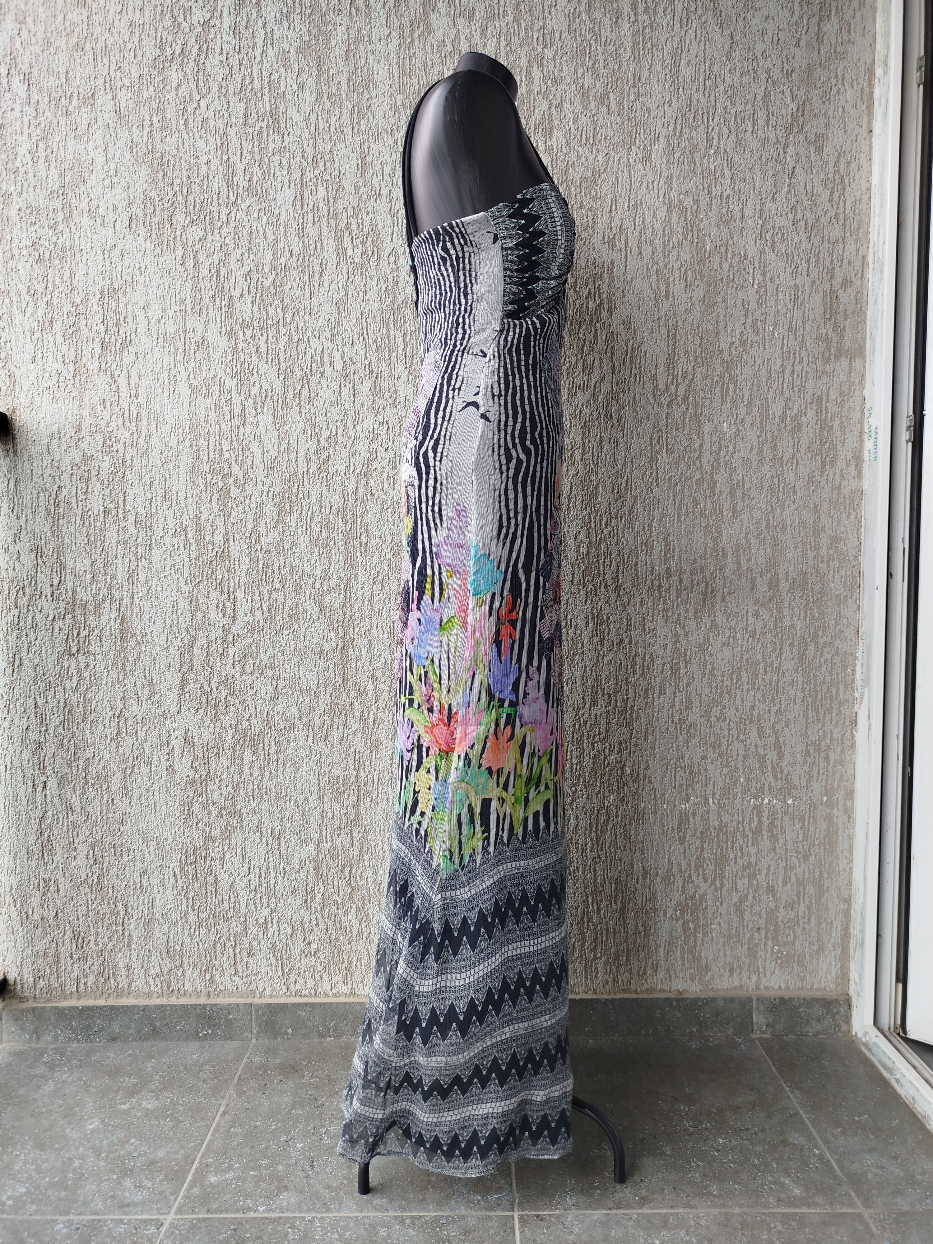 Jean Paul Gaultier Save The Queen Maxi Dress Graphic Floral Chiffon Silk Lined Size M / US 6-8 / IT 42-44 - 4 Thumbnail