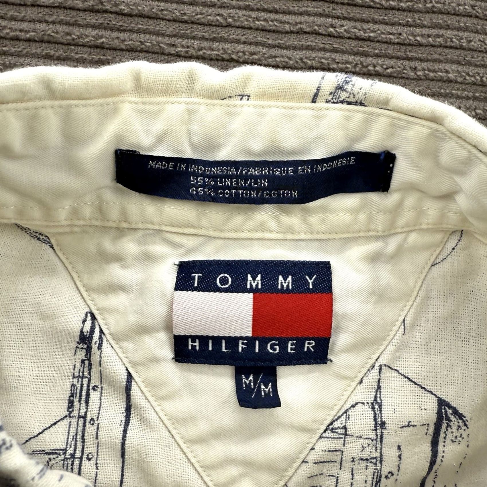 Tommy Hilfiger Tommy Hilfiger Shirt Men Medium Linen Blend Short Sleeve Nautical Print Casual Multicolor Logo Button-Up Regular Size US M / EU 48-50 / 2 - 3 Thumbnail