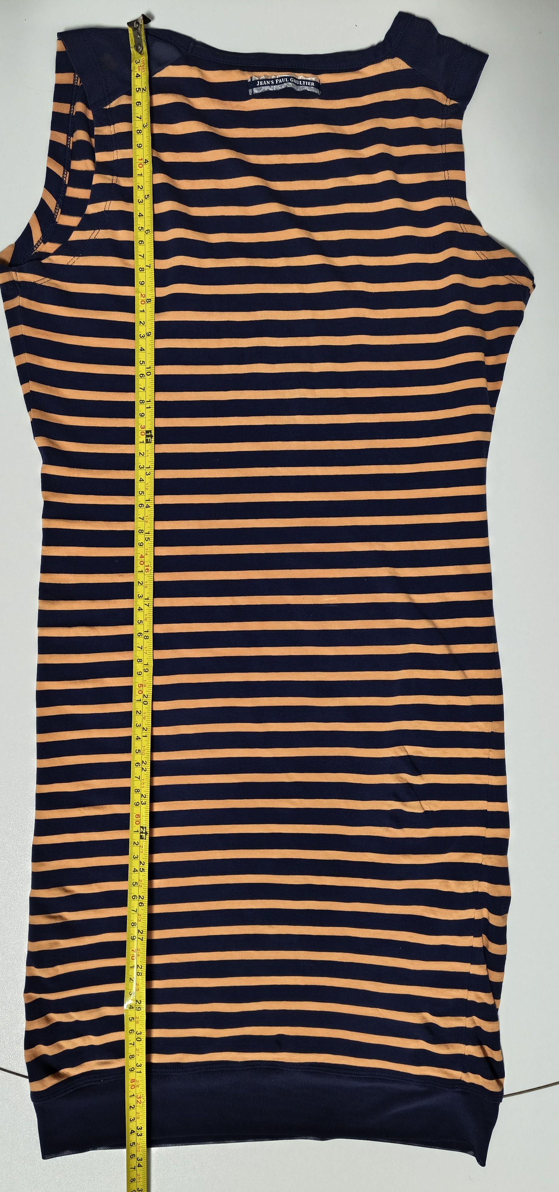 Jean Paul Gaultier 2000's Short dress in navy and orange stripes Size XS / US 0-2 / IT 36-38 - 22 Thumbnail