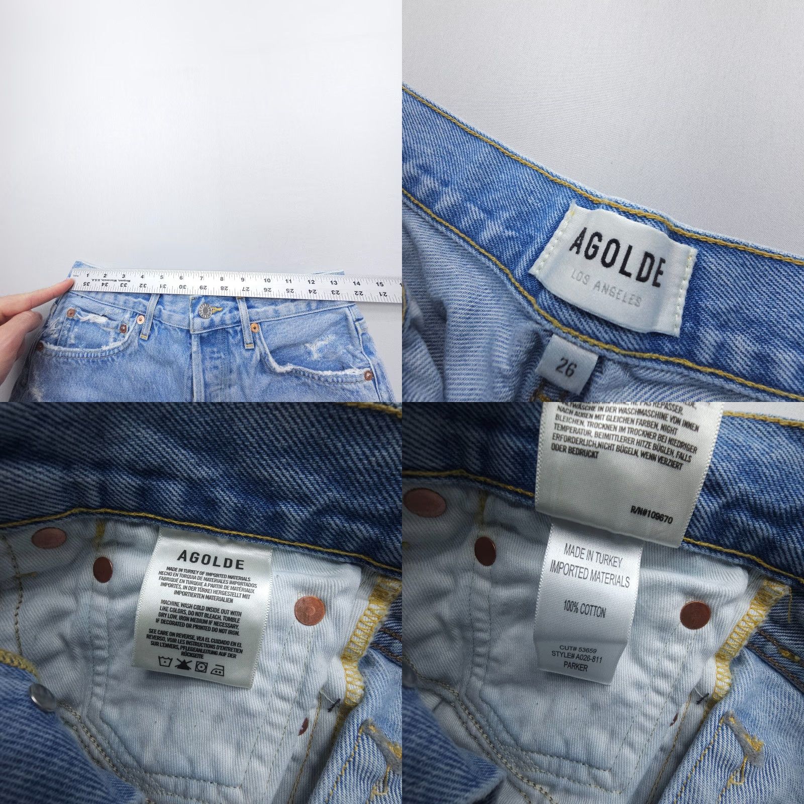 Agolde AGOLDE Parker Distressed Jean Shorts Womens 26 Blue Button Fly Rigid Denim Shirt? Size 26" / US 2 / IT 38 - 8 Thumbnail
