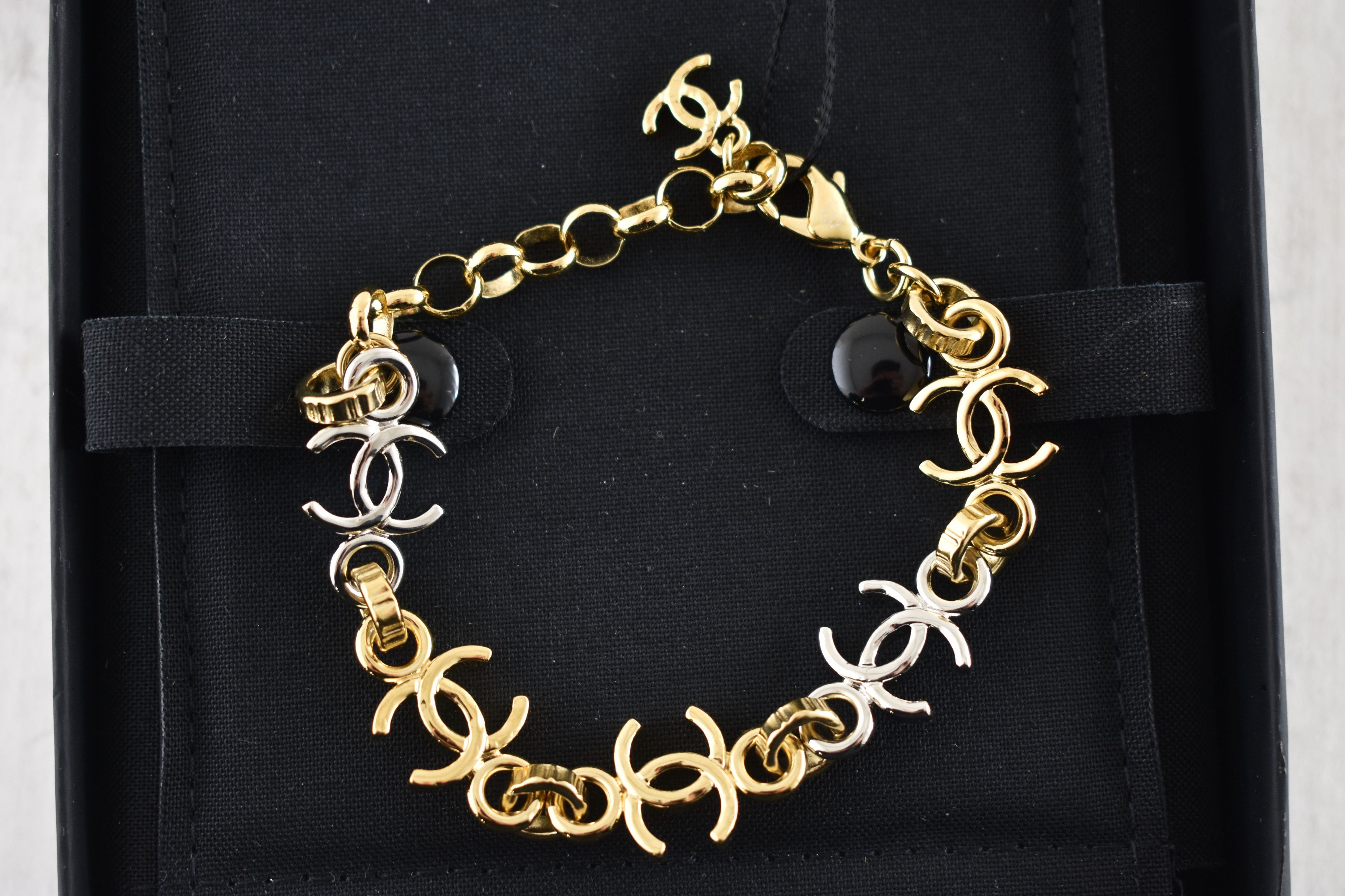 Chanel Chanel 26P Gold Silver CC Logo Link Adjustable Arm Bracelet Size ONE SIZE - 12 Thumbnail