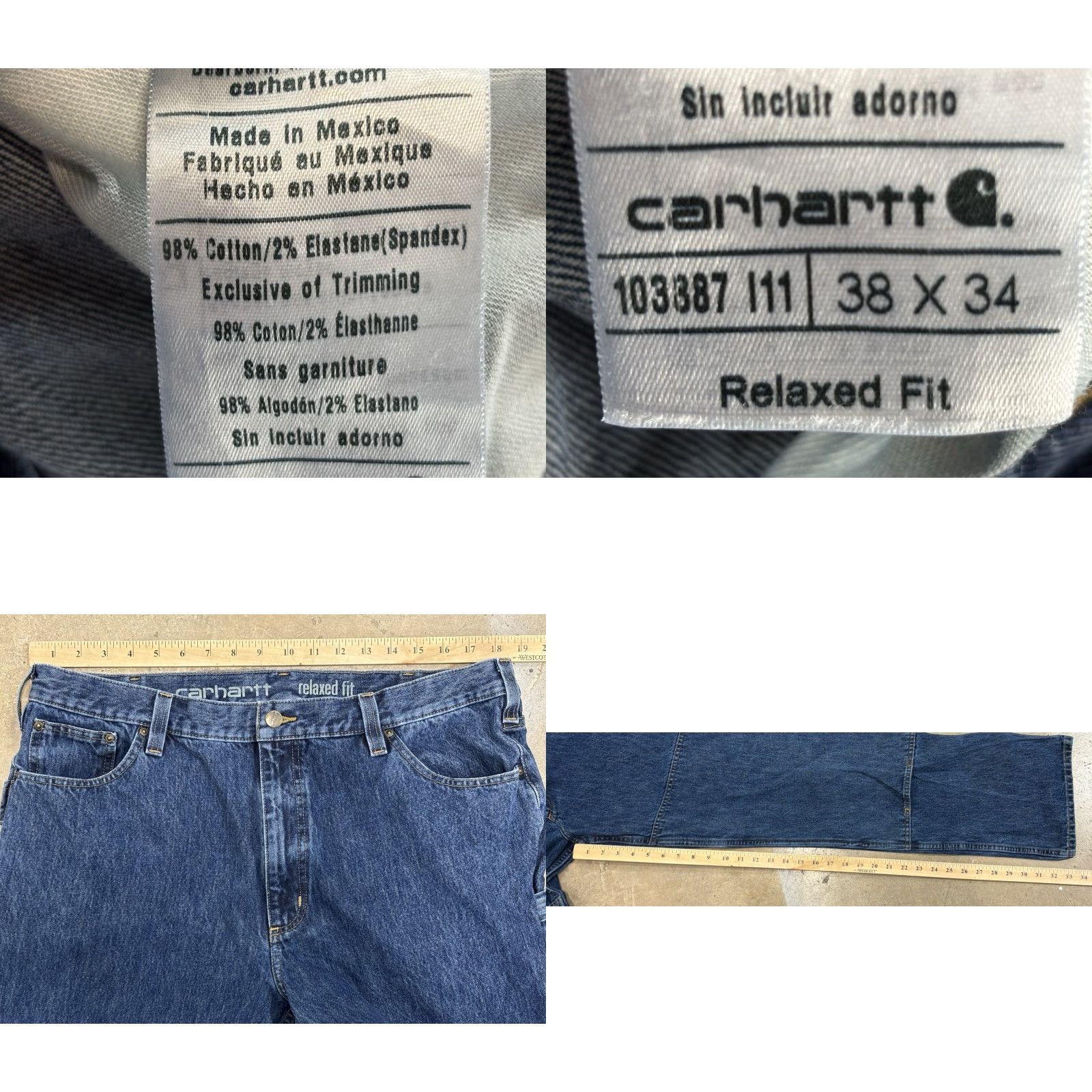Carhartt **Carhartt Men's Relaxed Fit 38x34 Blue Workwear Jeans** User: Carhartt Men's Relaxed Fit 38x34 Blue Workwear Jeans Size US 38 / EU 54 - 8 Thumbnail