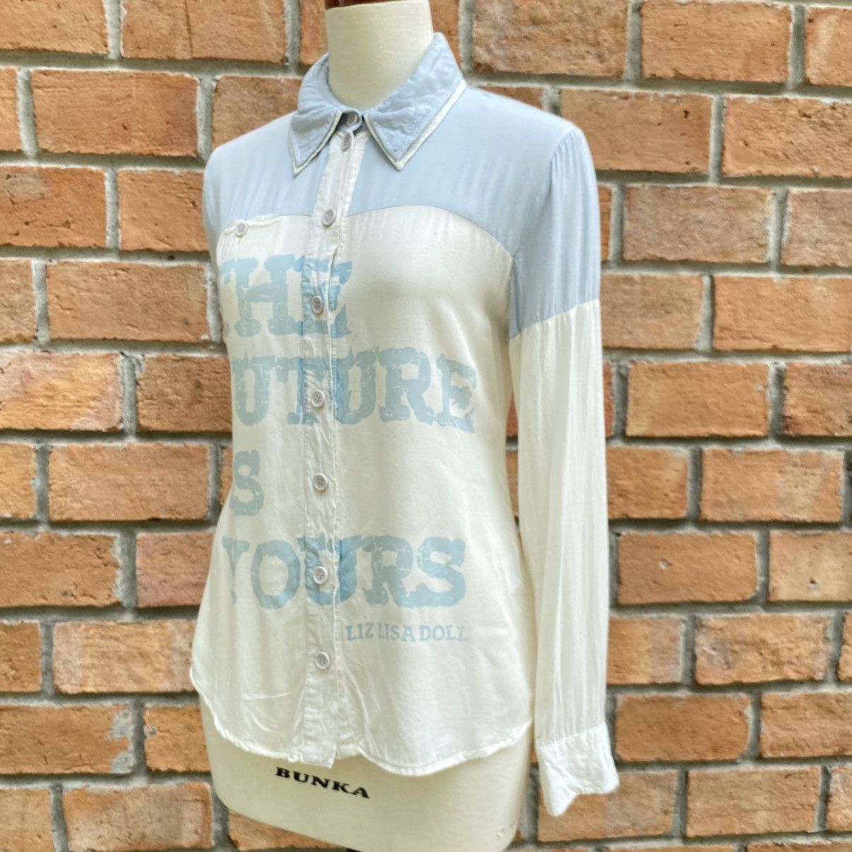 LIZ LISA LIZ LISA Light Blue and White Long-Sleeve Graphic Shirt Size M / US 6-8 / IT 42-44 - 2 Thumbnail