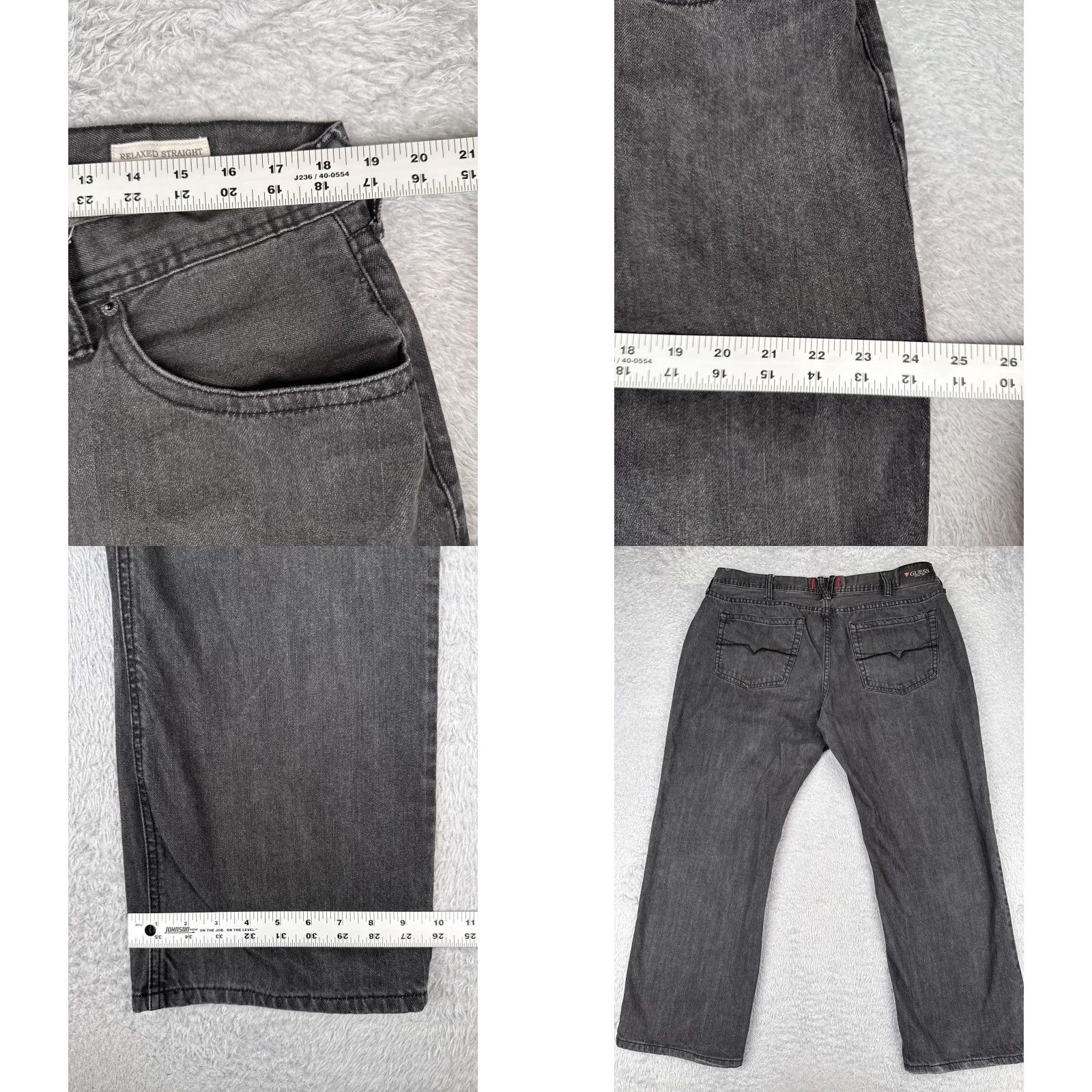 Guess Guess Jeans Mens 40x30 Black Relaxed Straight Rowland Fit Cotton Blend Zip Fly Size US 40 / EU 56 - 9 Thumbnail