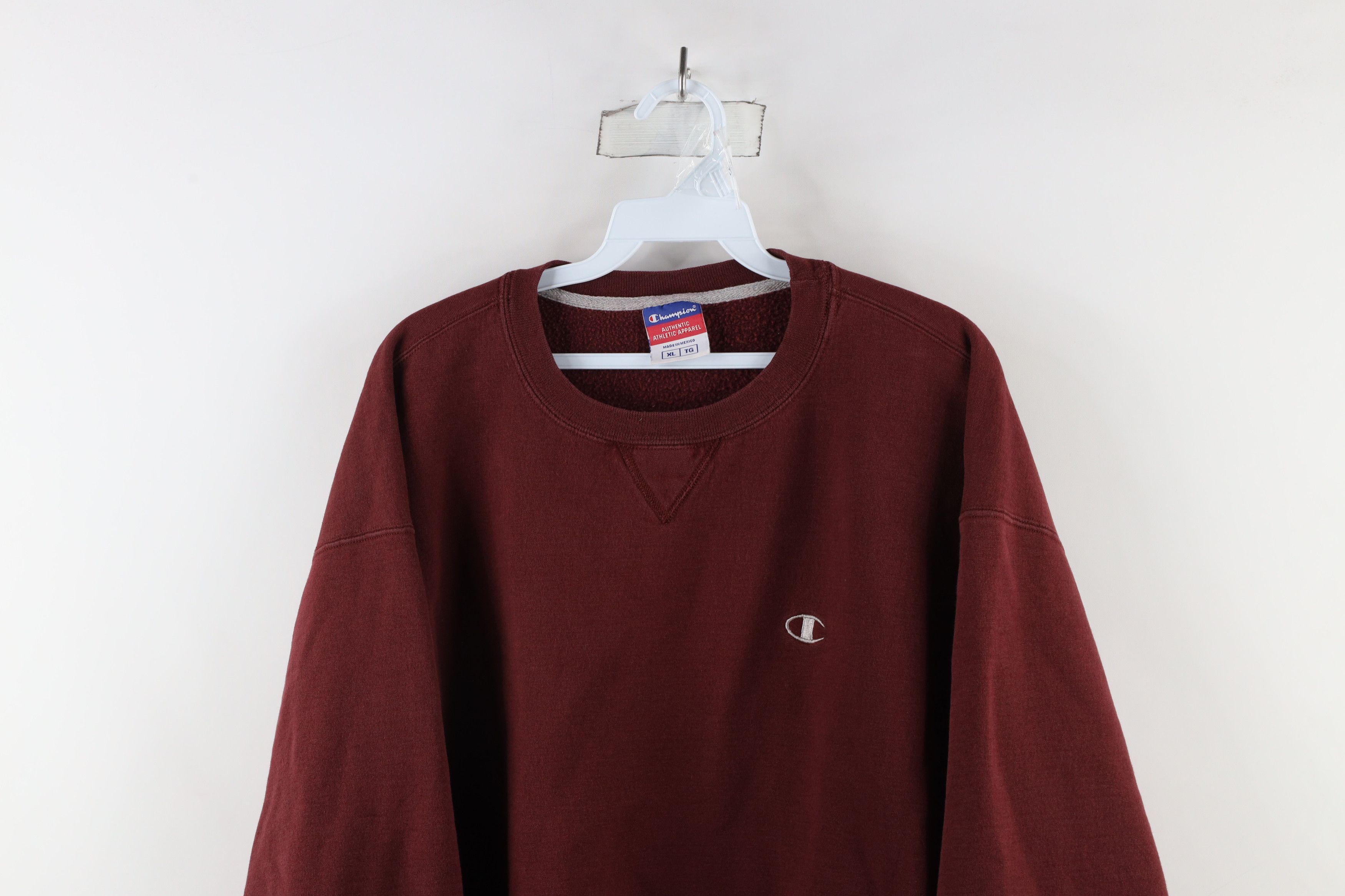 Champion × Vintage Vintage 90s Champion Logo Crewneck Sweatshirt Burgundy Size US XL / EU 56 / 4 - 2 Thumbnail