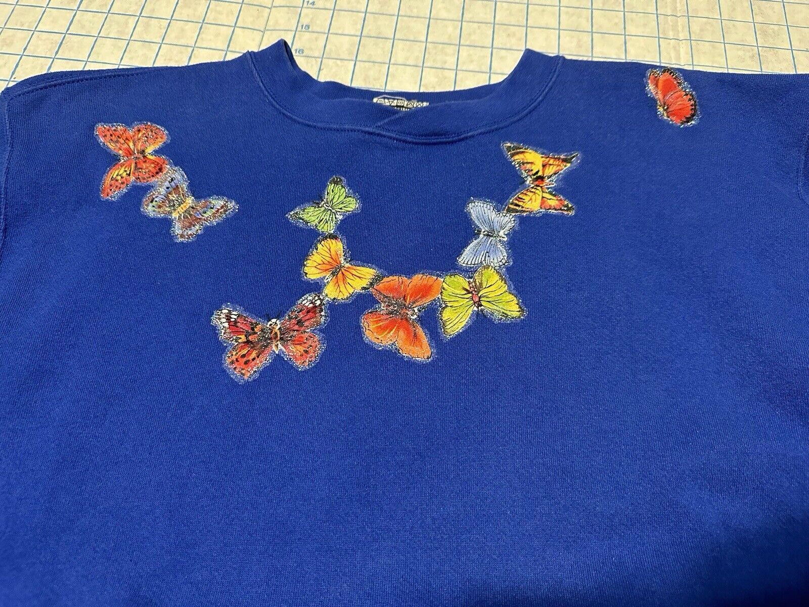 Designer Vintage Butterfly Sweatshirt Crewneck Blue Adult Large Size L / US 10 / IT 46 - 9 Thumbnail