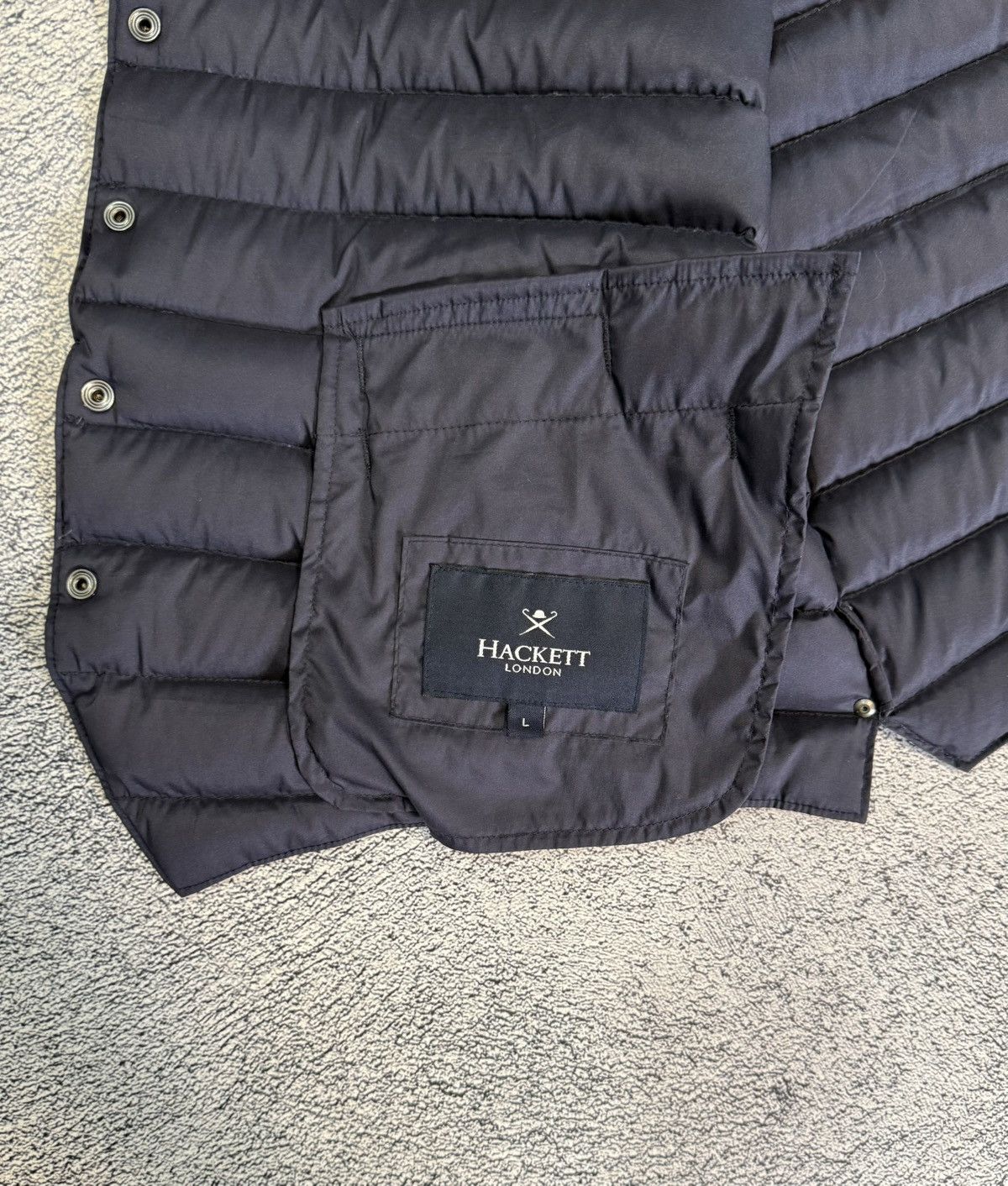 Hackett London Men Down Puffer Vest Navy L Down Waistcoat