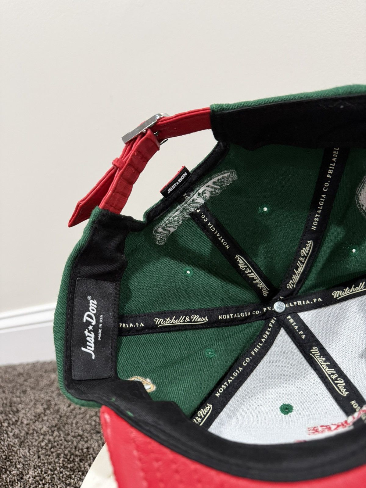 Just Don × Mitchell & Ness Just Don x Mitchell & Ness NBA Milwaukee Bucks Green/Red Hat Size ONE SIZE - 7 Thumbnail