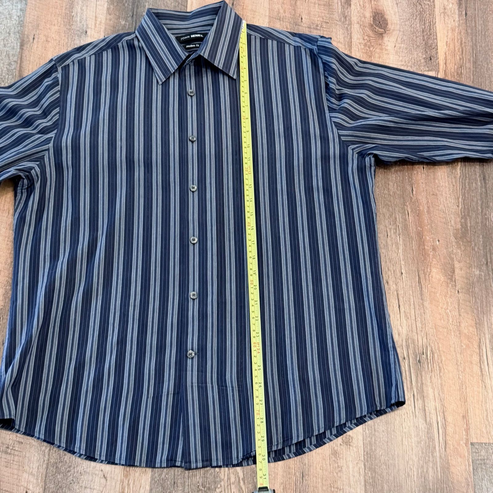 John Henry John Henry Navy Striped Button-Up Shirt Size US L / EU 52-54 / 3 - 9 Thumbnail