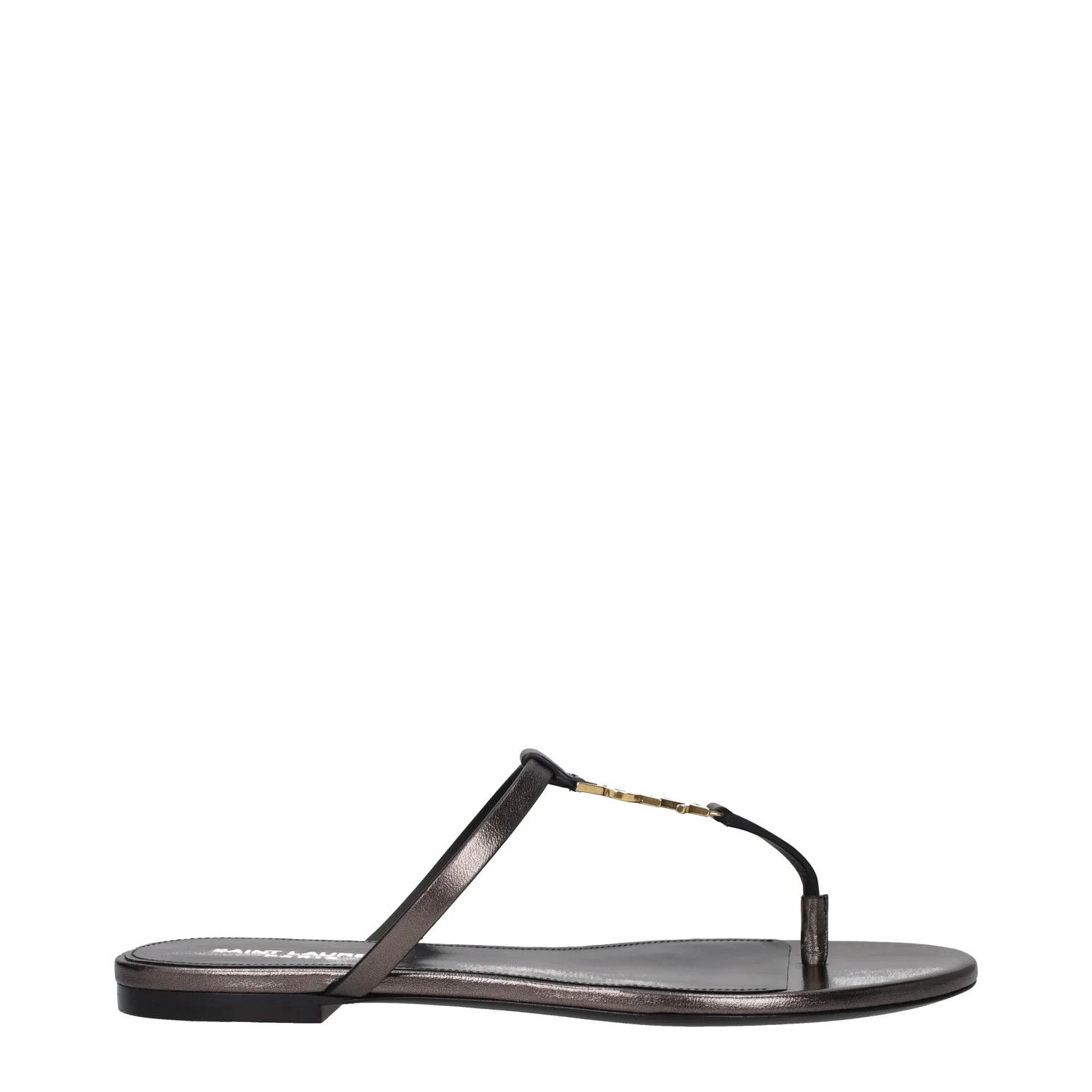 Saint Laurent Paris ob1o1e1124 Leather Flip Flops in Brown/Bronze Size US 8.5 / IT 38.5 - 1 Thumbnail