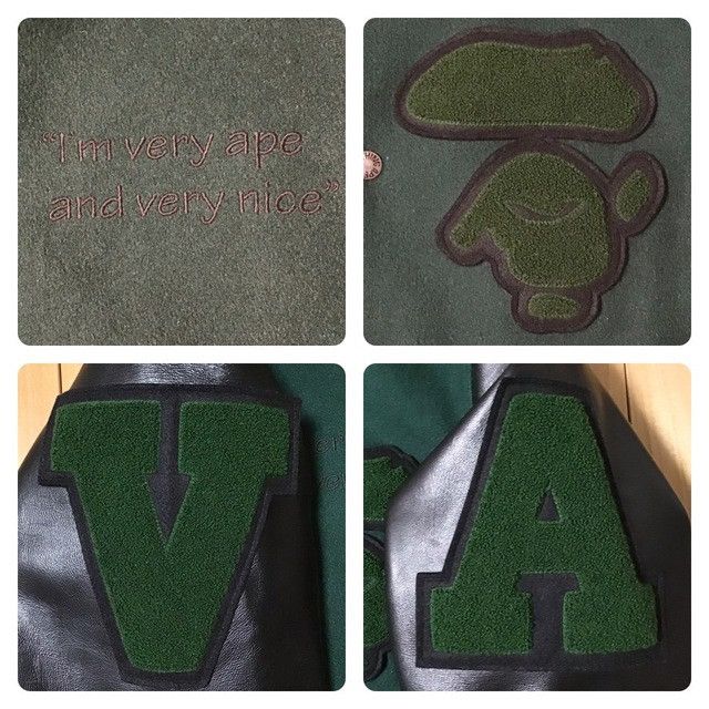 Bape 🔥Limited to 99🔥 Leather sleeve varsity jacket VERY APE BAPE Size US M / EU 48-50 / 2 - 3 Thumbnail