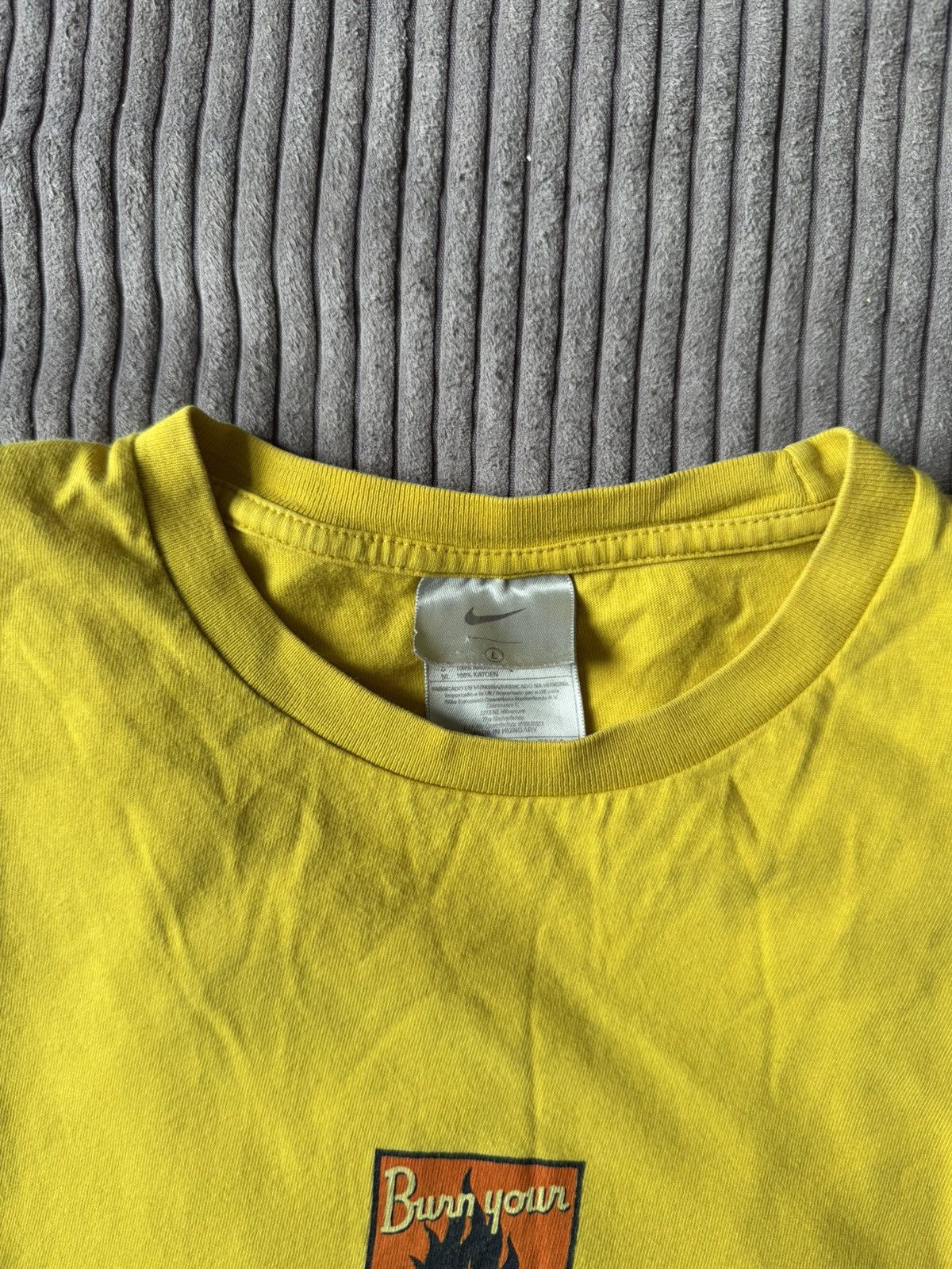 Nike Vintage 90s Nike Burn Your Television Sun Faded yellow Tee Size US L / EU 52-54 / 3 - 5 Thumbnail