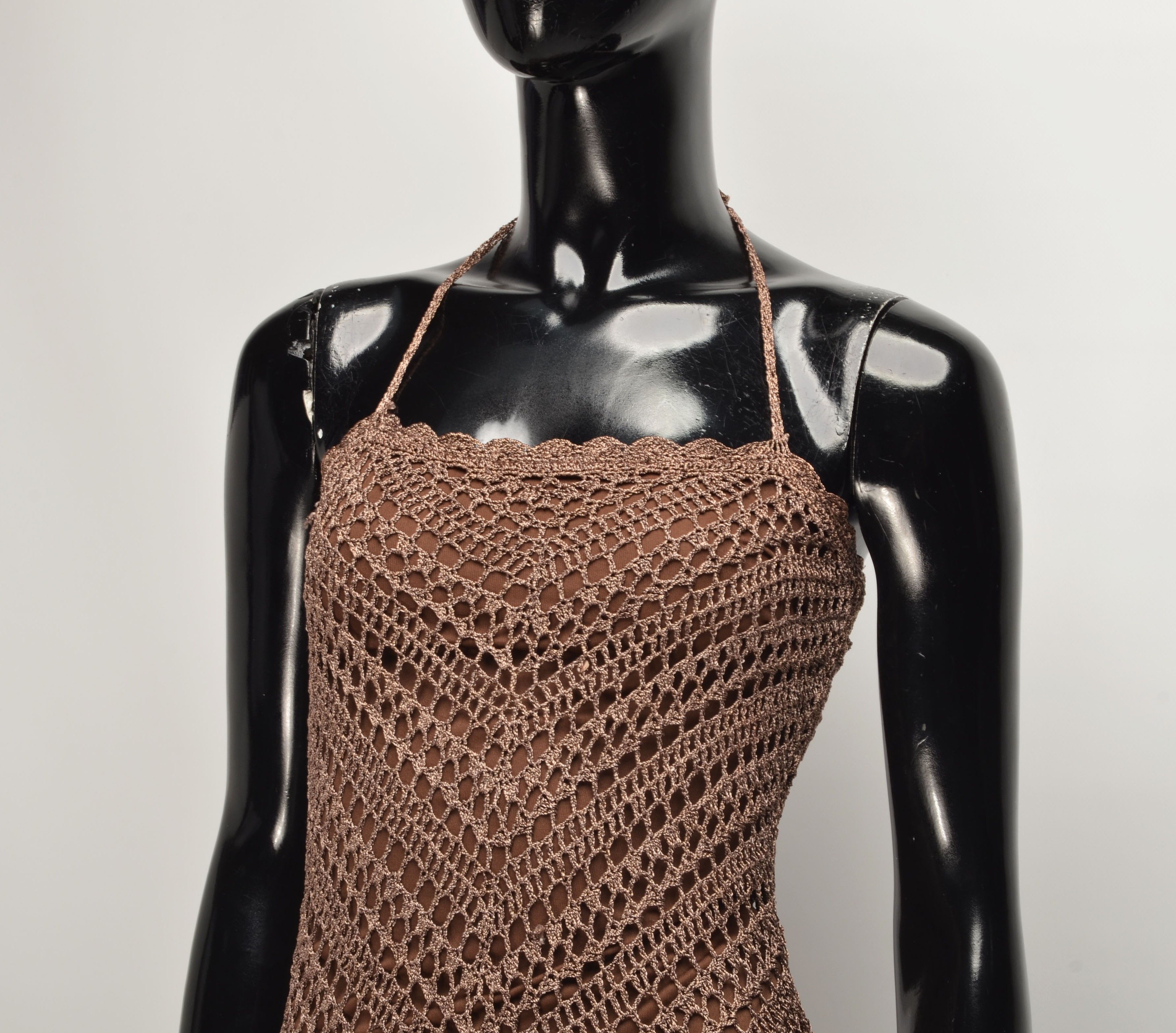Peter Werth Peter Werth Y2K Crochet Knit Mini Halter Dress / Skirt Size S / US 4 / IT 40 - 2 Thumbnail
