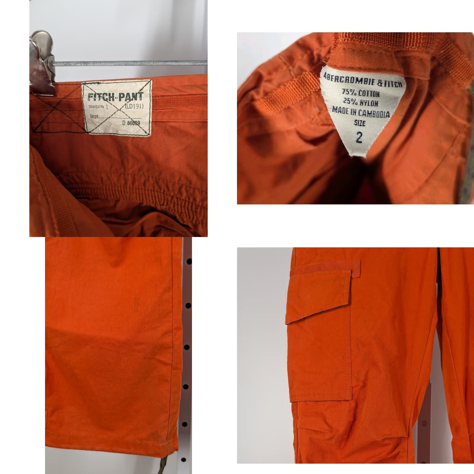 Abercrombie & Fitch VINTAGE Abercrombie & Fitch Fitch-Pant Cargo Pants Orange 90s Y2K Women's 2 Low Rise Cargo Pants Women’s 30W 32I Size 26" / US 2 / IT 38 - 8 Thumbnail