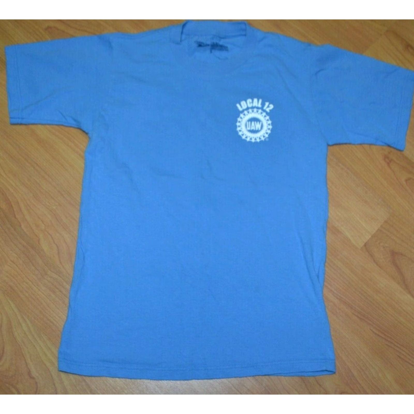 Vintage UAW Local 12 Toledo OH Union Pride T Shirt Small Blue Graphic Tee Mens Union Line 100% Cotton Short Sleeve Size US S / EU 44-46 / 1 - 3 Thumbnail