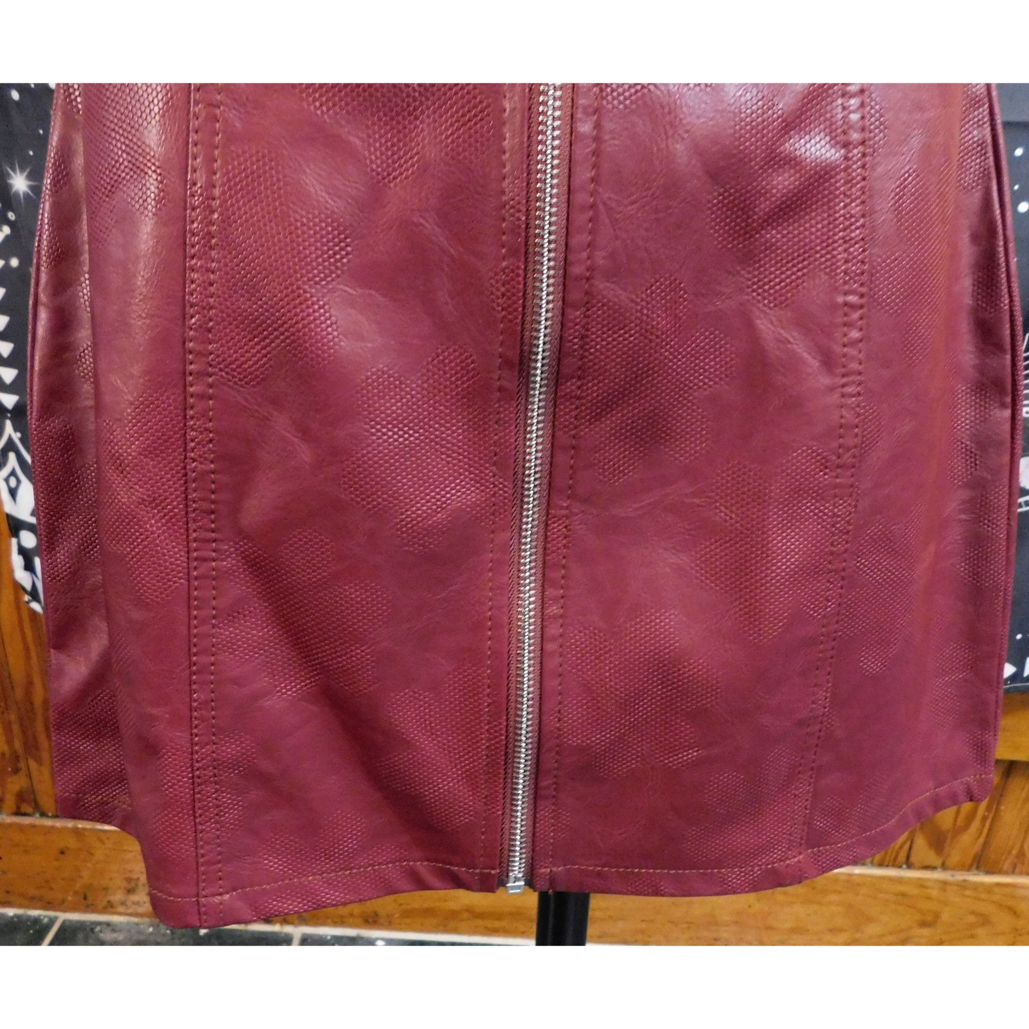 Other Shinestar Faux Leather Burgundy Mini Skirt Size 29" - 3 Thumbnail