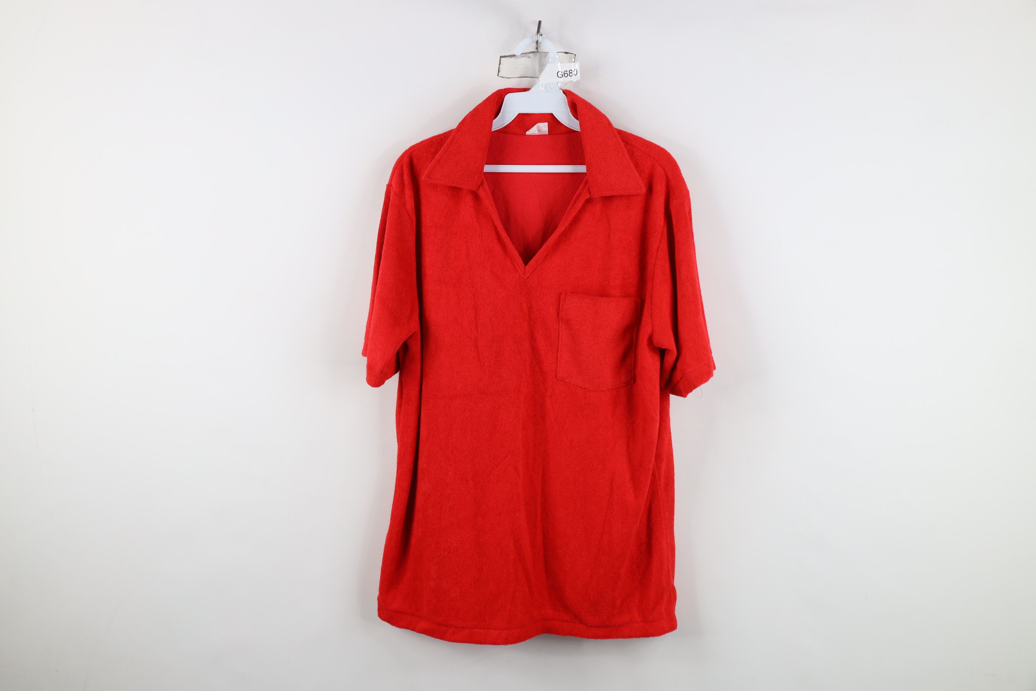 Vintage Vintage 70s Streetwear Cloth Collared Polo Shirt Red USA Size US L / EU 52-54 / 3 - 1 Thumbnail