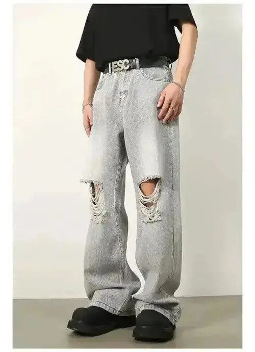Japanese Brand Baggy Ripped Denim Jeans Size US 32 / EU 48 - 3 Thumbnail