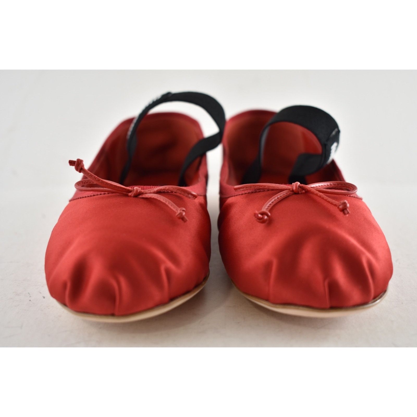 Miu Miu Miu Miu Satin Rosso Red Black White Logo Strap Bow Size US 9 / IT 39 - 11 Thumbnail