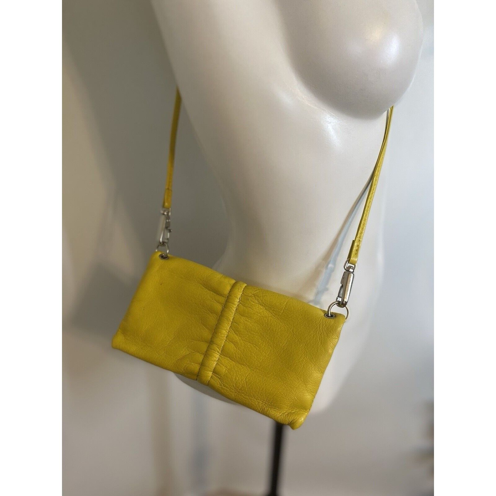 Vintage Arezzo Yellow Leather Small Crossbody Shoulder Bag Clutch Ad Size ONE SIZE - 4 Thumbnail