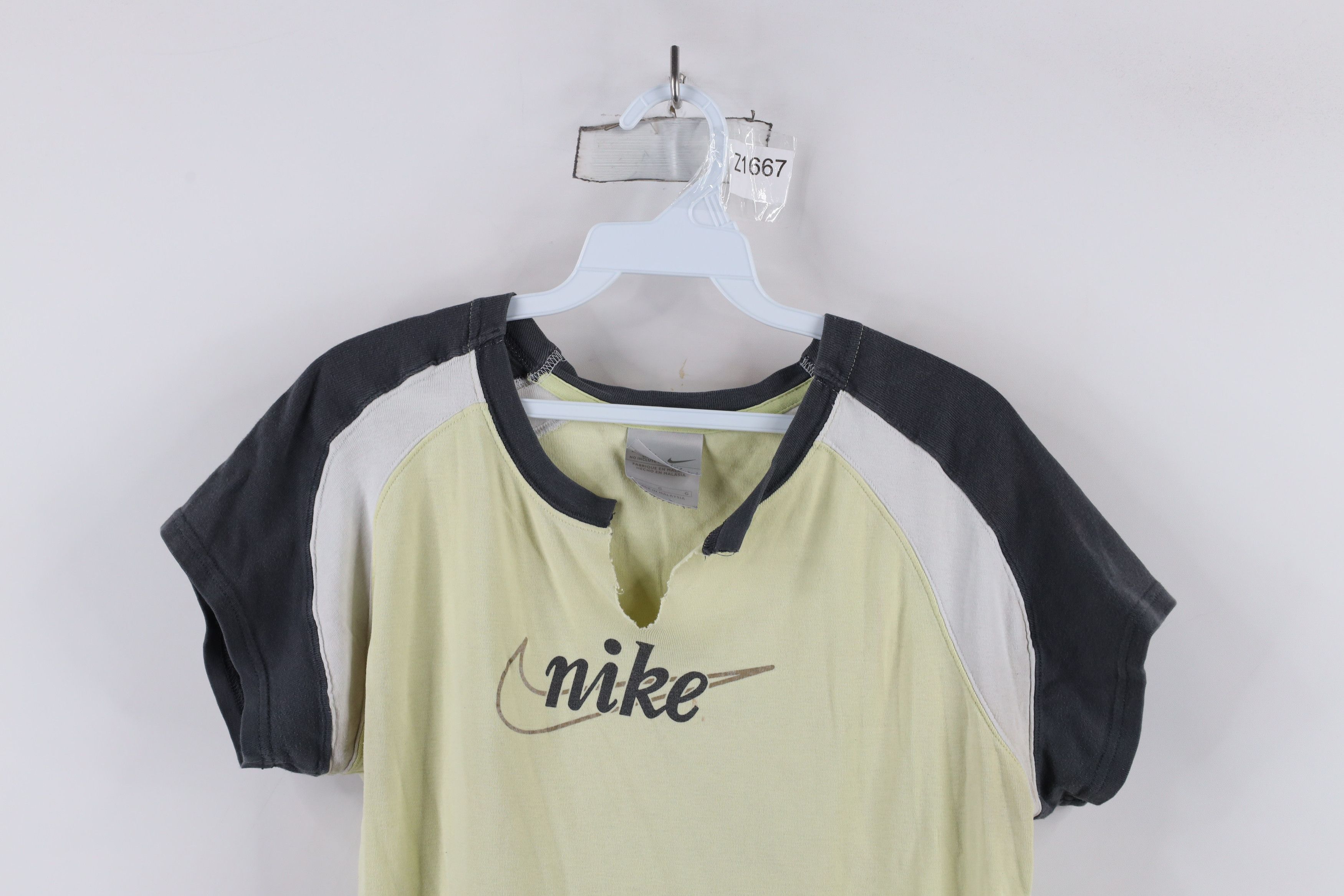 Nike × Vintage Vintage Y2K Nike Travis Scott Big Swoosh Ribbed T-Shirt Size L / US 10 / IT 46 - 2 Thumbnail