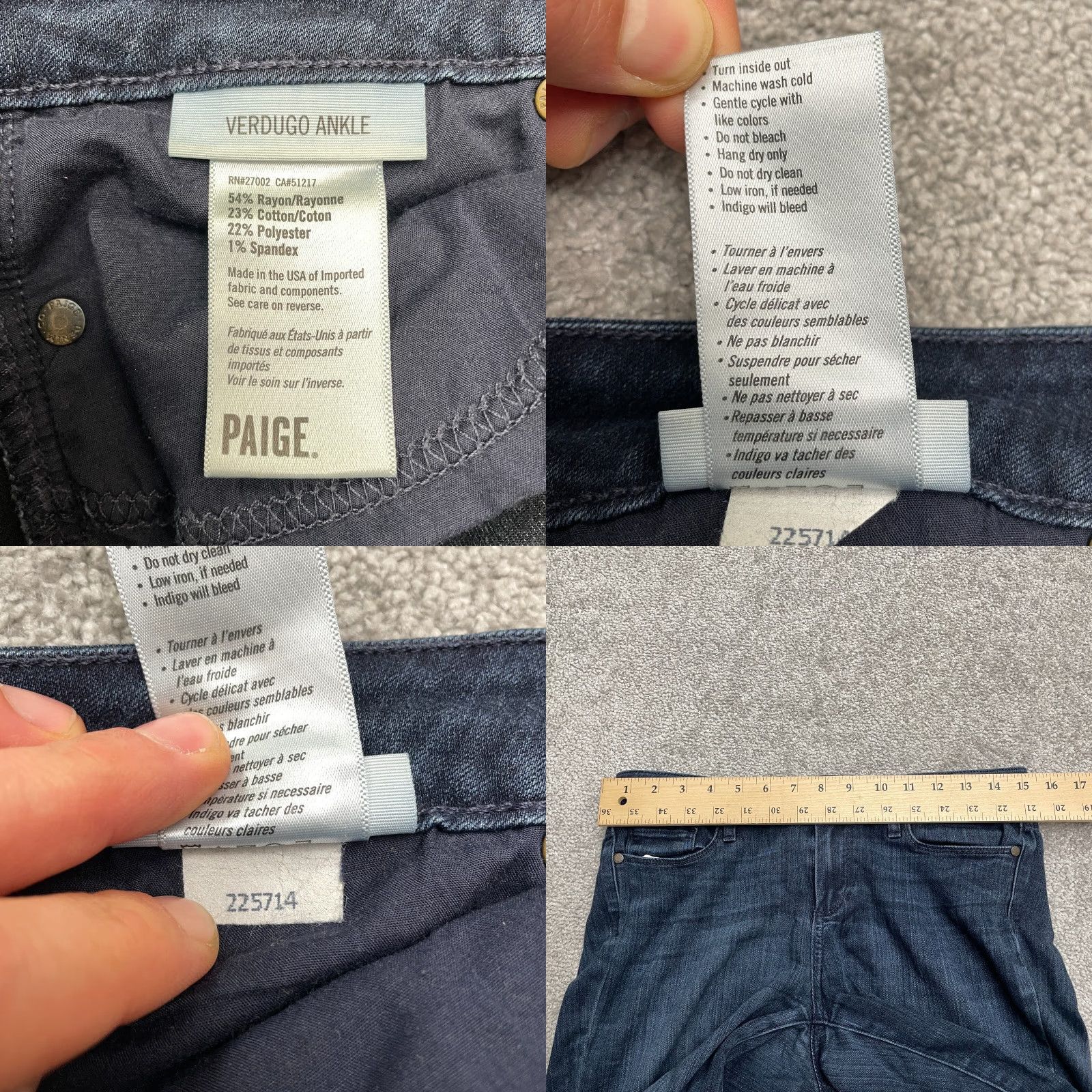 Paige Paige Verdugo Ankle Jeans Womens 29 Blue Mid Rise Soft Stretch Denim 30x27 Size 29" - 8 Thumbnail