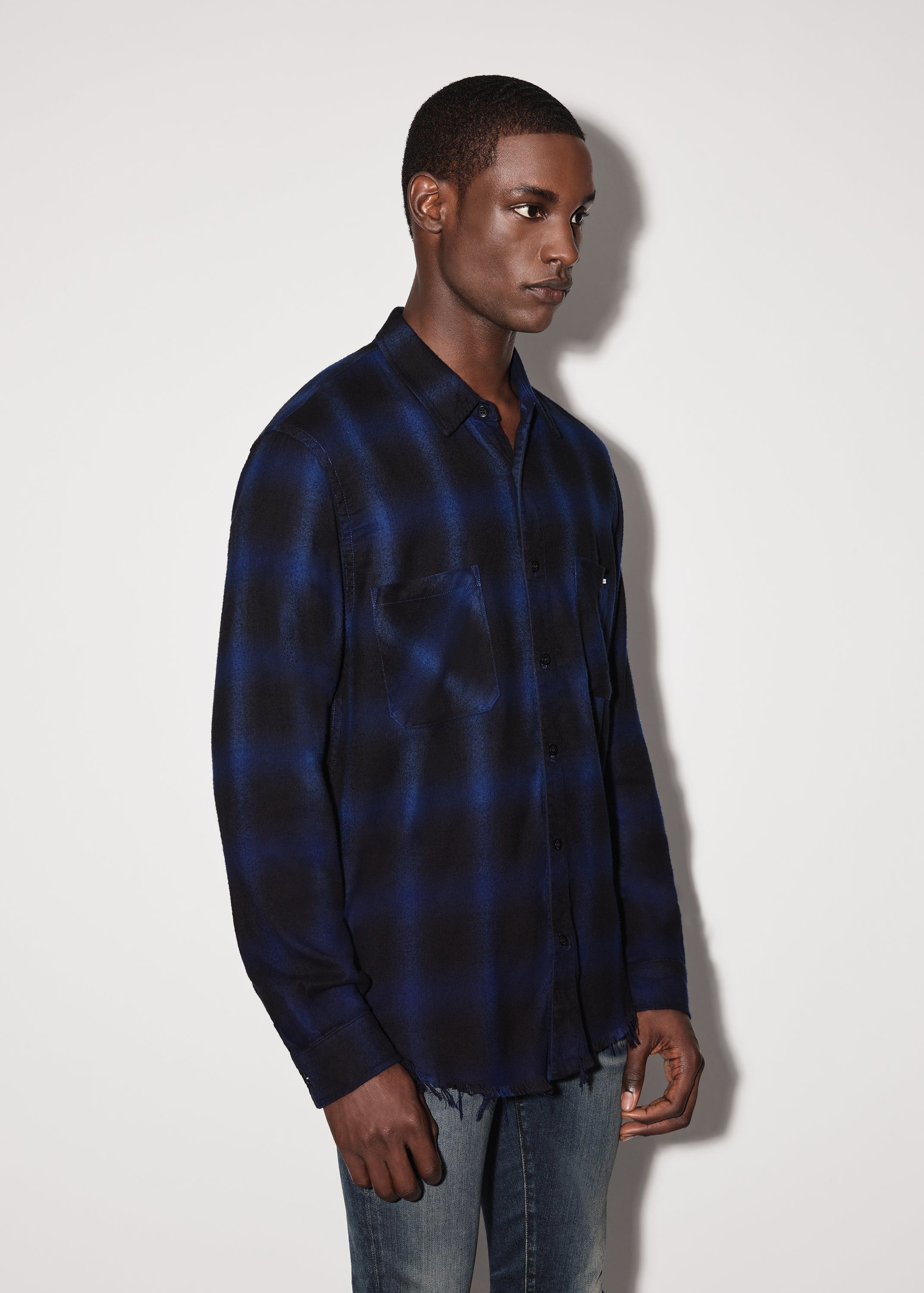 Amiri o1w1db11224 Core Shadow Plaid Shirt in Blue/Black Size US S / EU 44-46 / 1 - 3 Thumbnail