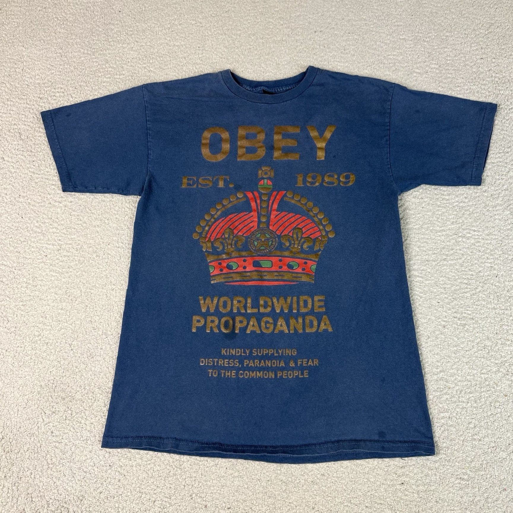 Obey VINTAGE OBEY Shirt Mens M Blue Propaganda Crown Logo Graphic Skate Punk Y2K 2000s USA Decade Retro Hip Hop Size US M / EU 48-50 / 2 - 2 Thumbnail