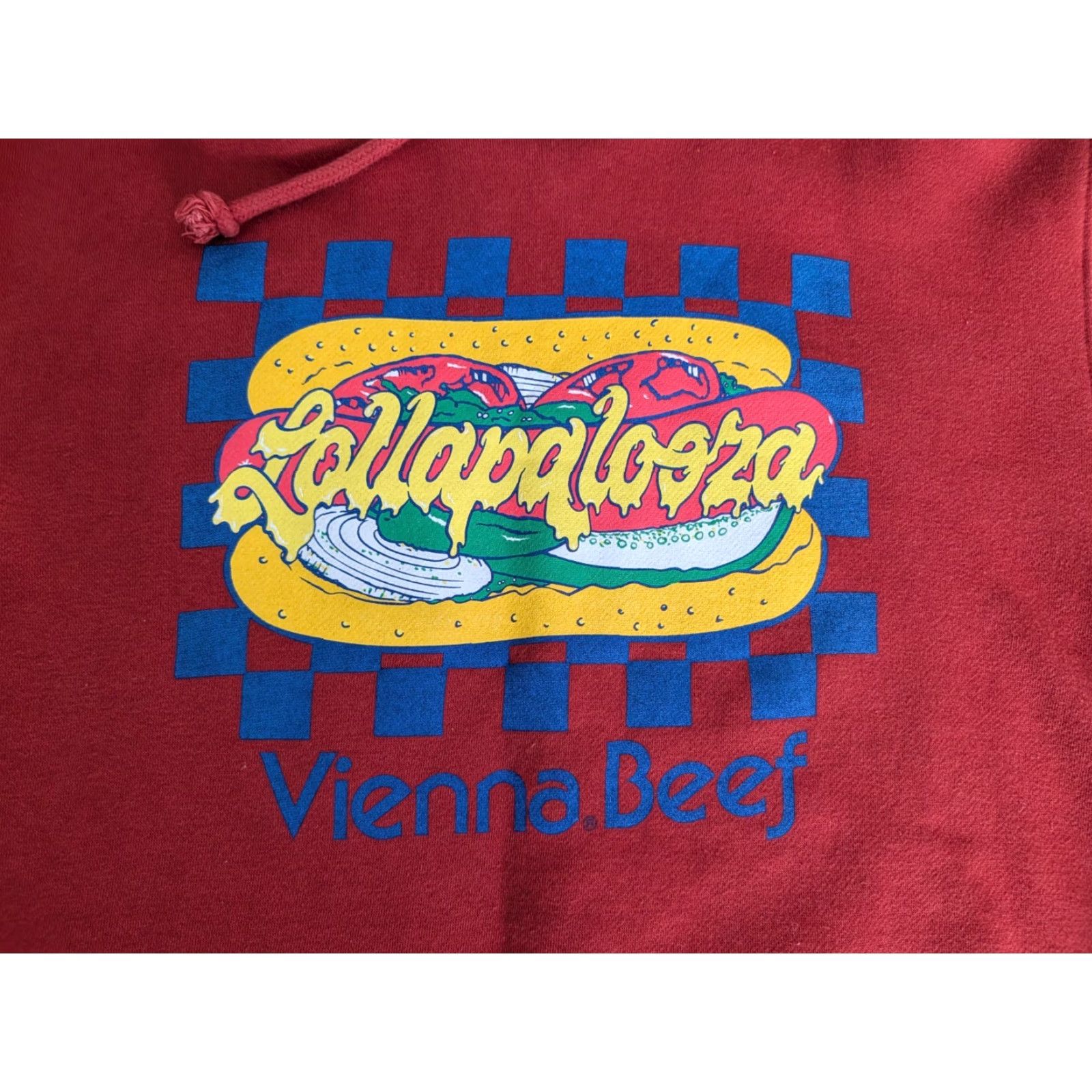 Vintage VINTAGE Lollapalooza Vienna Beef Hoodie Mens Medium Hooded Sweatshirt Brick Red Chicago Size US M / EU 48-50 / 2 - 2 Thumbnail