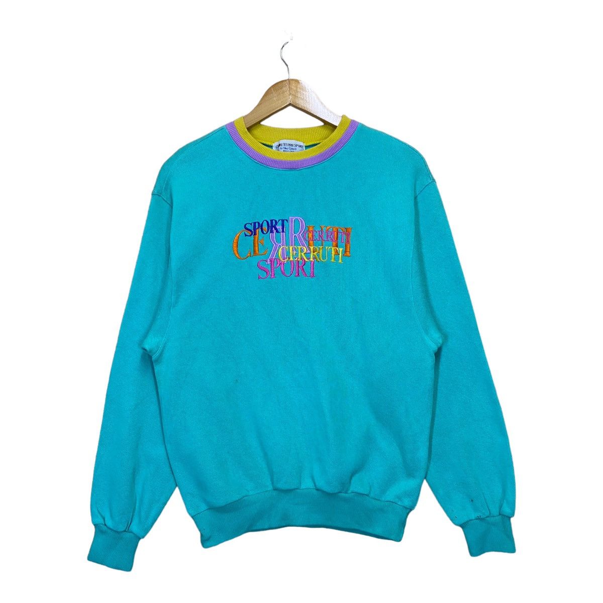 Cerruti 1881 × Vintage Cerruti 1881 Big Logo Multicolour Crewneck Sweatshirt Size S Size US S / EU 44-46 / 1 - 1 Thumbnail