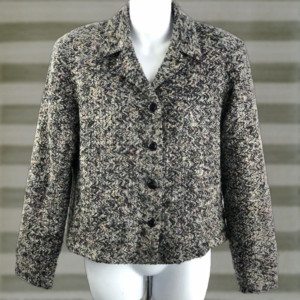 Lee VINTAGE Kathie Lee Sweater Jacket Cardigan M Blue Knit 4 ButtonUp Womens Size M / US 6-8 / IT 42-44 - 1 Thumbnail