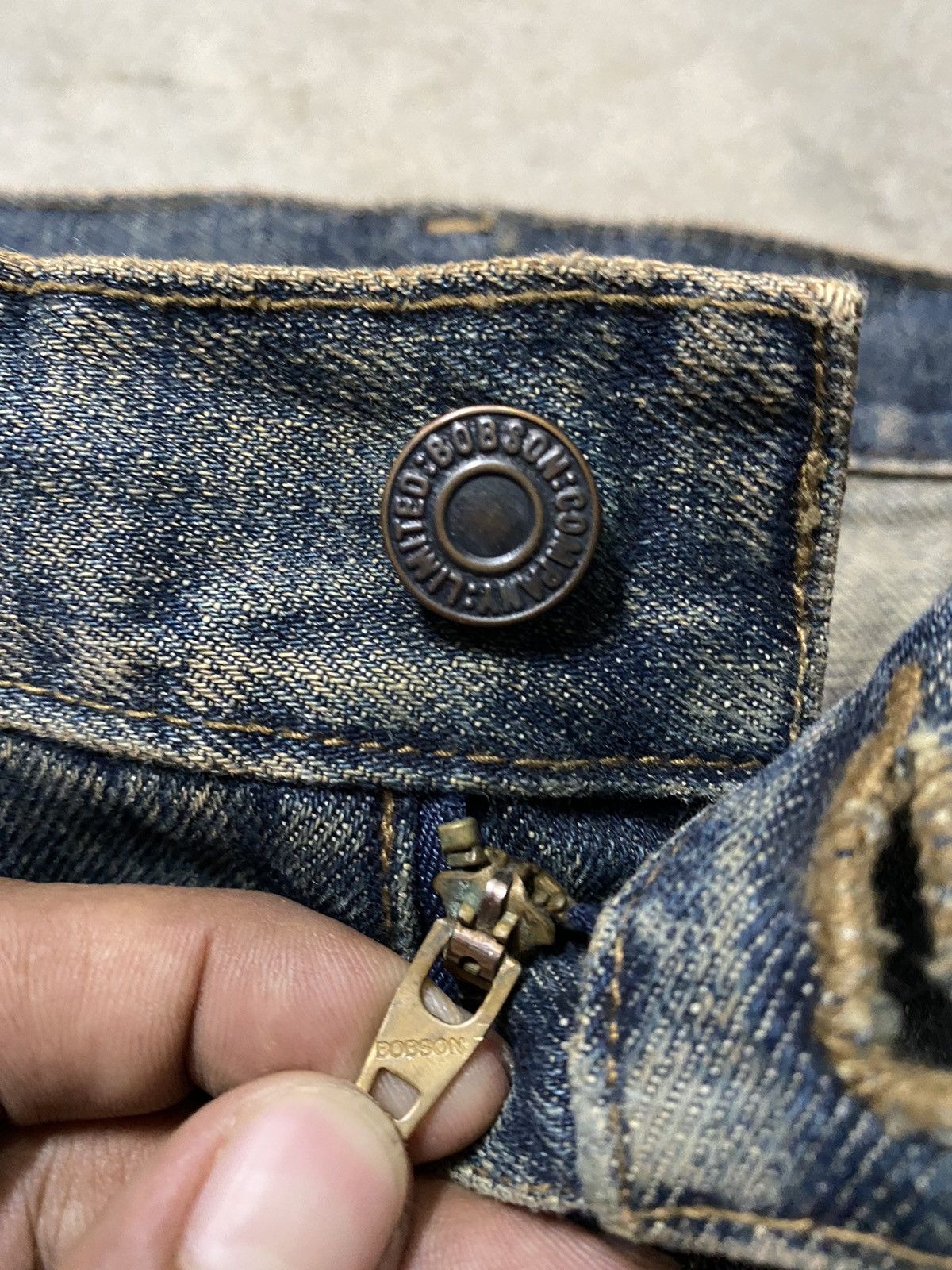 Japanese Brand Flare Jeans Japanese Bobson Mud Rusty Distressed Baggy Jeans Size US 31 - 7 Thumbnail