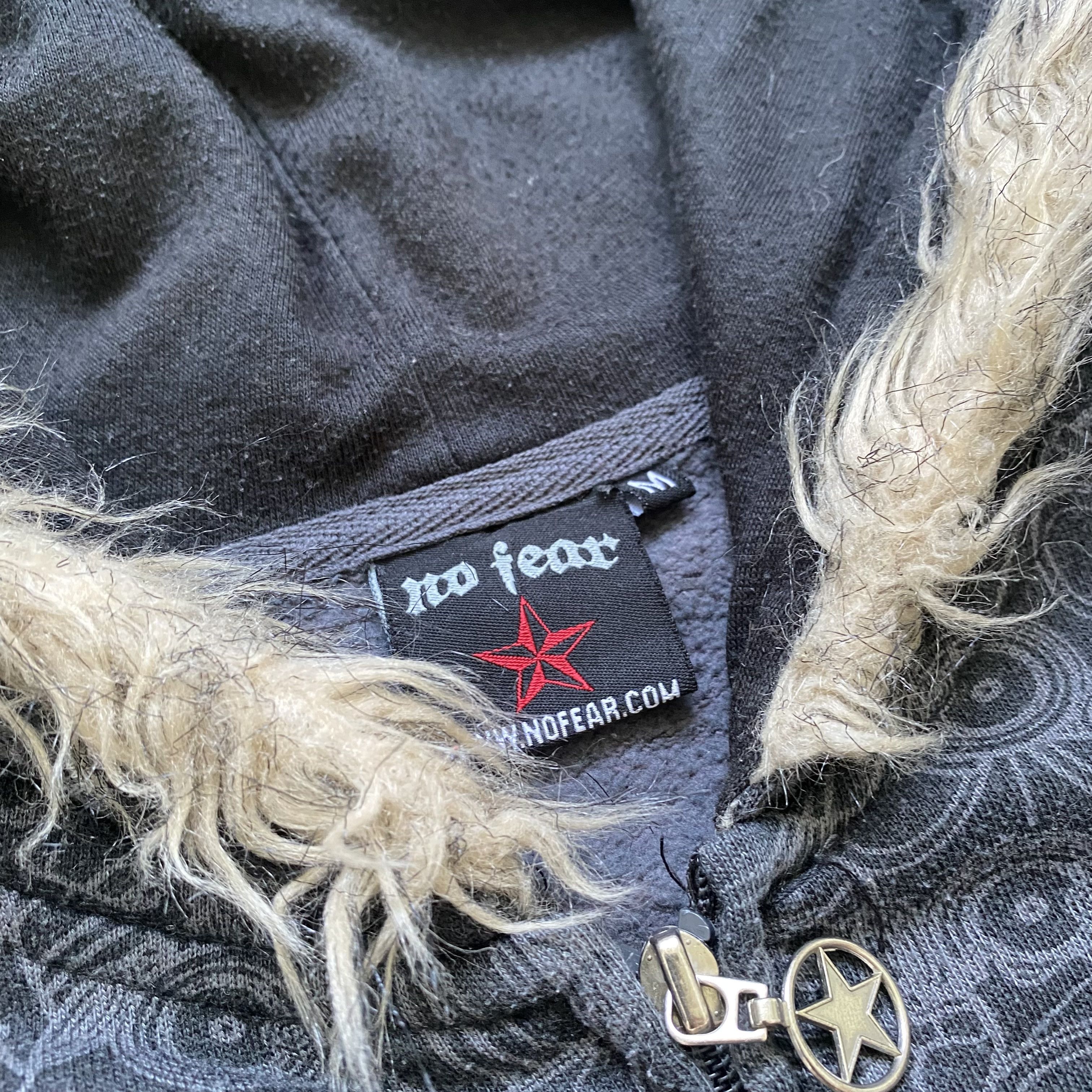 If Six Was Nine Vintage 00s NO FEAR Fur Hoodie center logo Affliction style Size US M / EU 48-50 / 2 - 5 Thumbnail